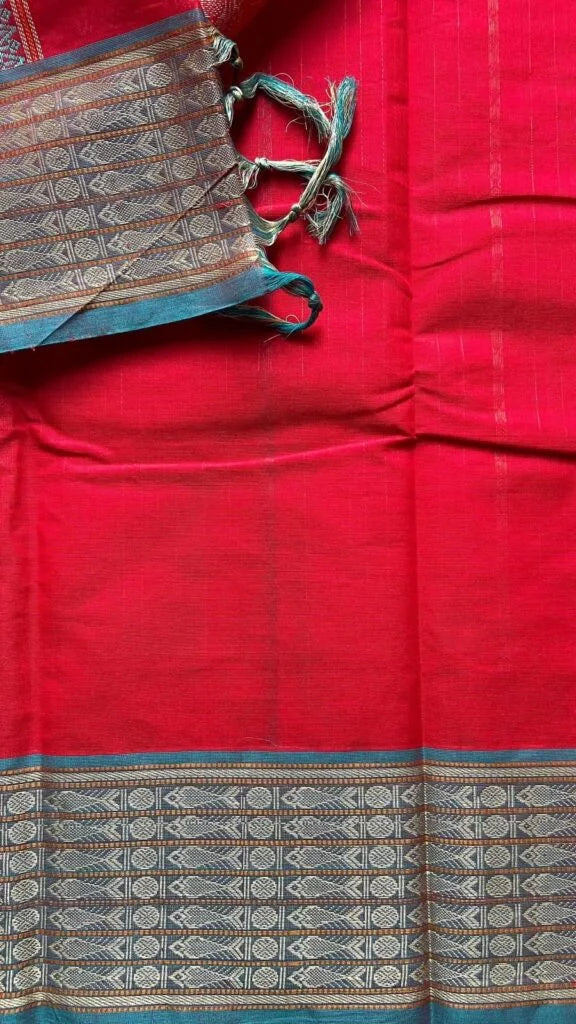Kanjivaram Cotton Red Saree 01-02-13-PCS-02
