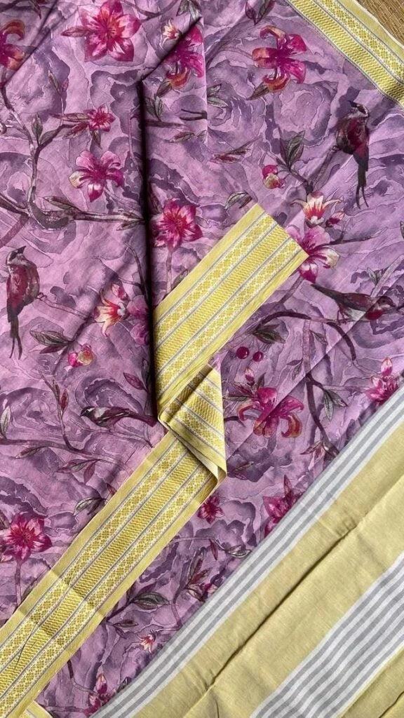 Floral Pure Cottons Pink Colour Saree 01-04-09-PCS-06