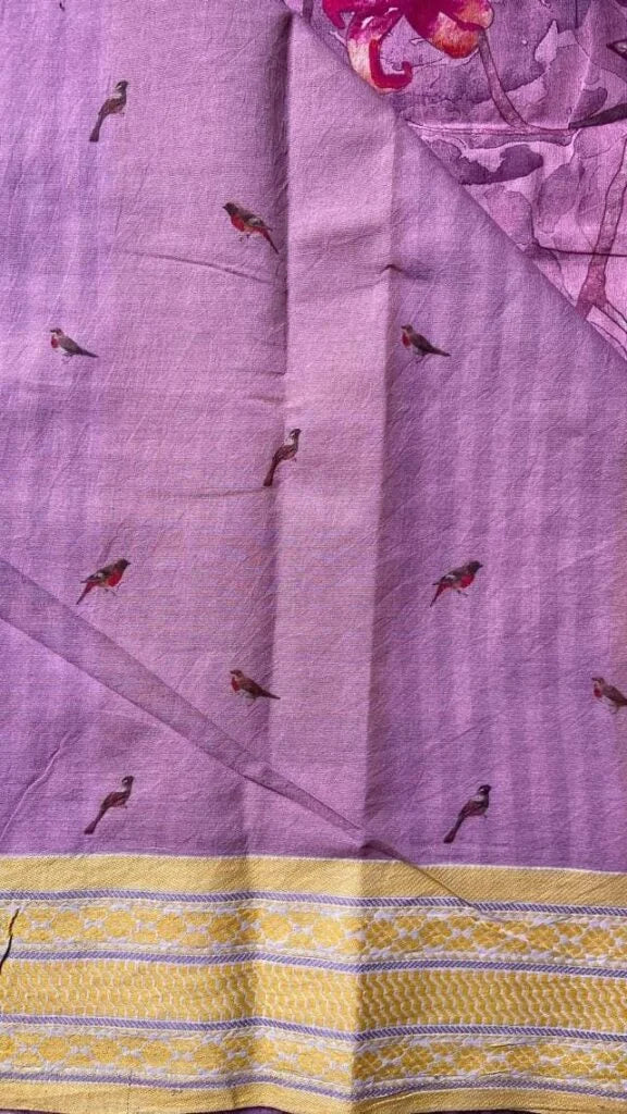 Floral Pure Cottons Pink Colour Saree 01-04-09-PCS-06