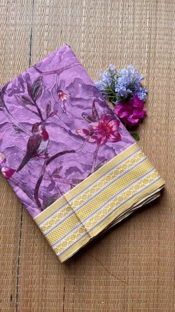 Floral Pure Cottons Pink Colour Saree 01-04-09-PCS-06