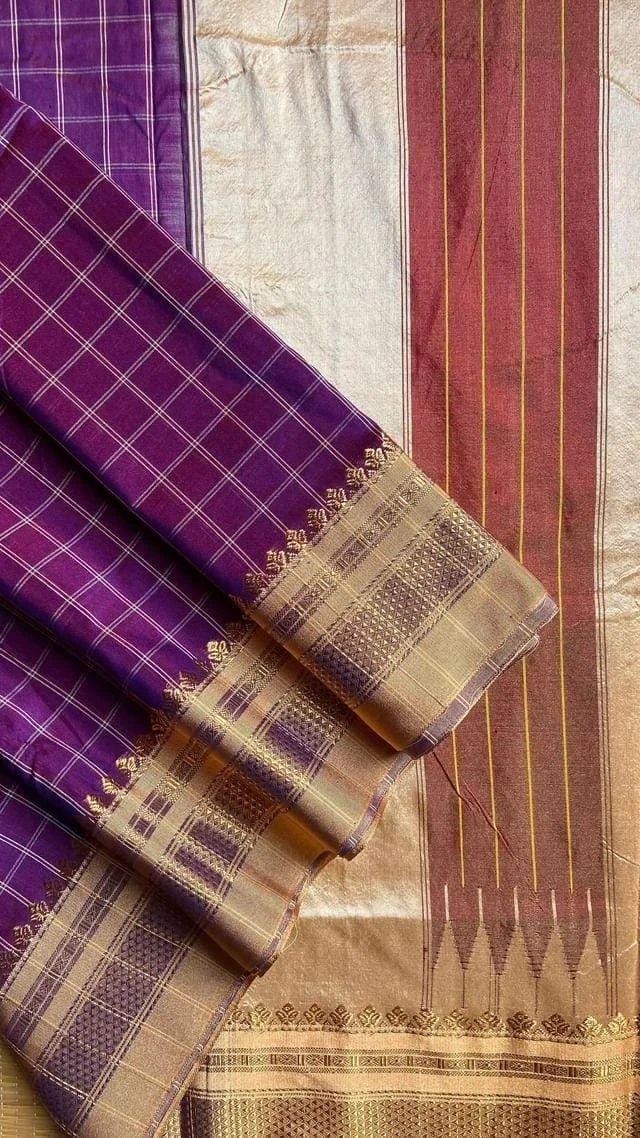 Ilkal Checks Meganta Saree 44-05-CK-05