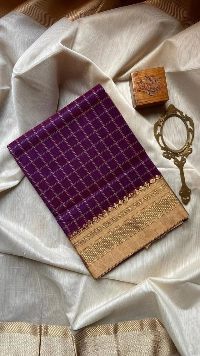 Ilkal Checks Pink Saree 44-05-CK-07