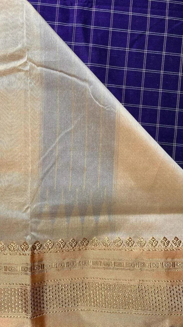 Ilkal Checks Violet Saree 44-05-CK-06