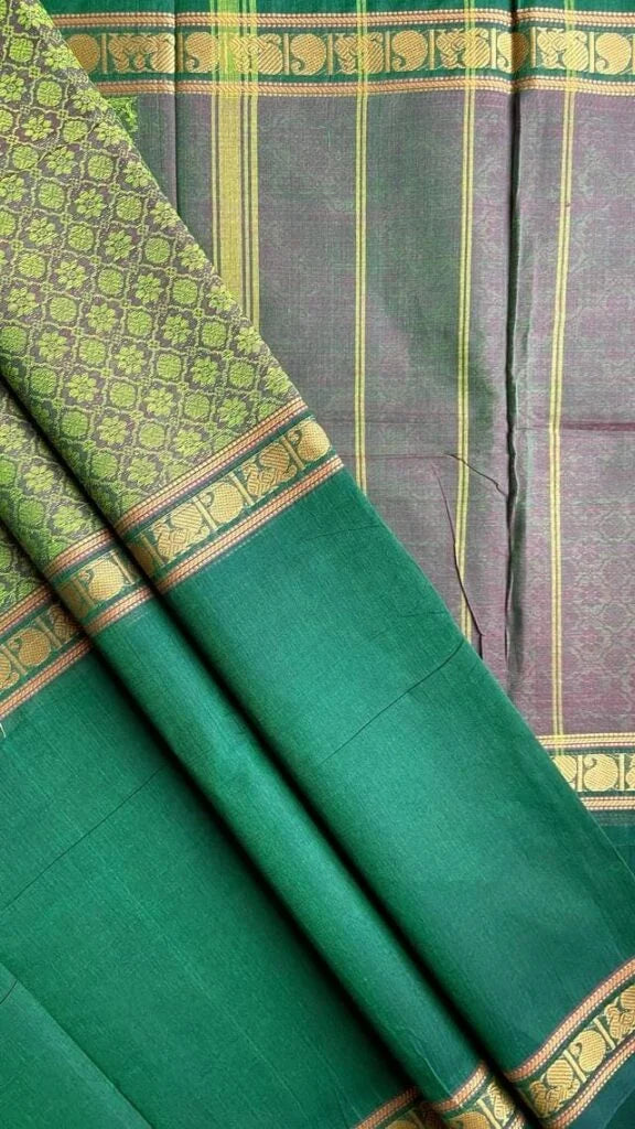 Kanchi Cotton Mubbagam 01-08-08-PCS-31- Green