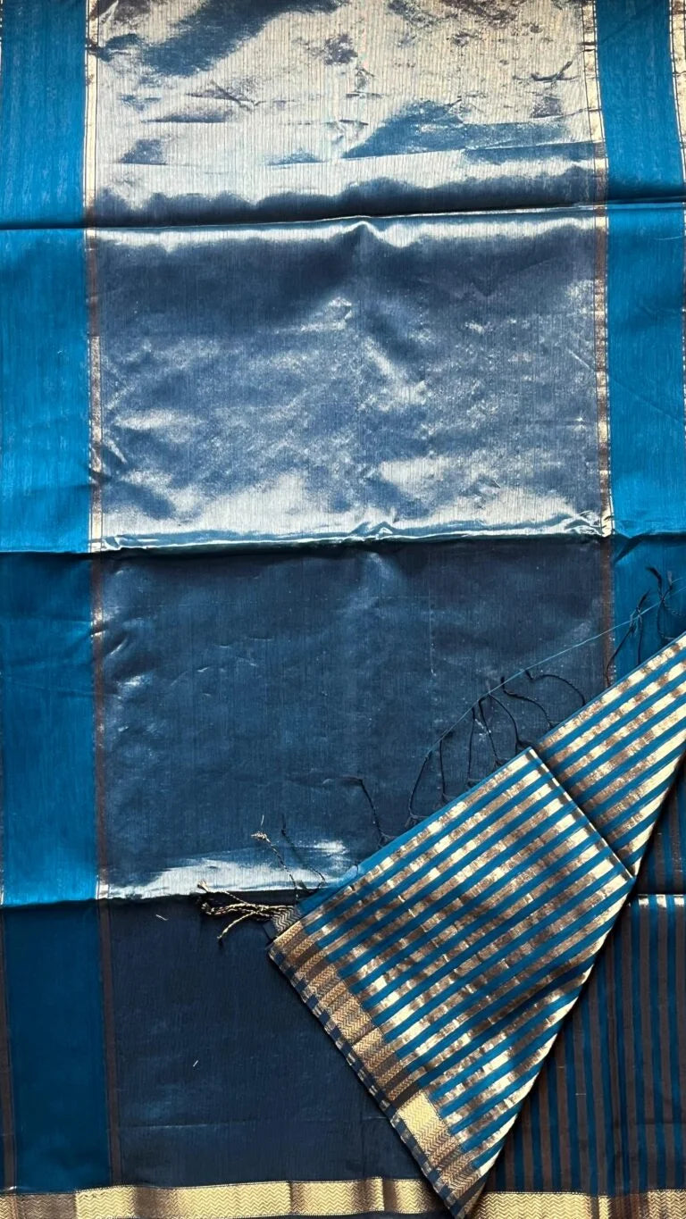 Maheshwari Silk Cotton 05-01-MSC-ZS-07 Teal Blue