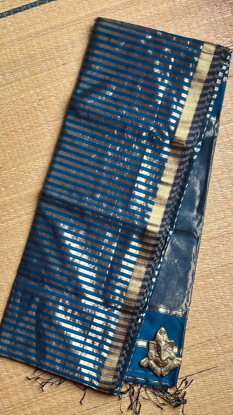 Maheshwari Silk Cotton 05-01-MSC-ZS-07 Teal Blue