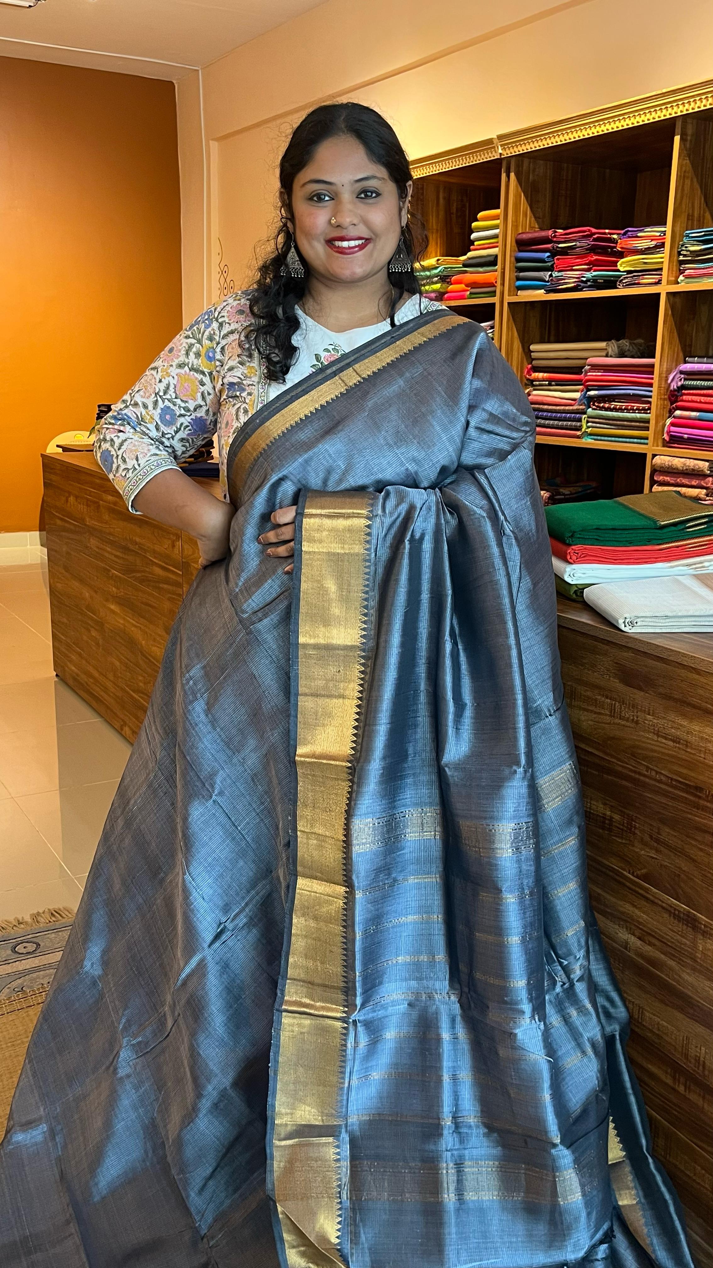 Mangalgiri silk cotton - 15-03-PM-04-02 Grey