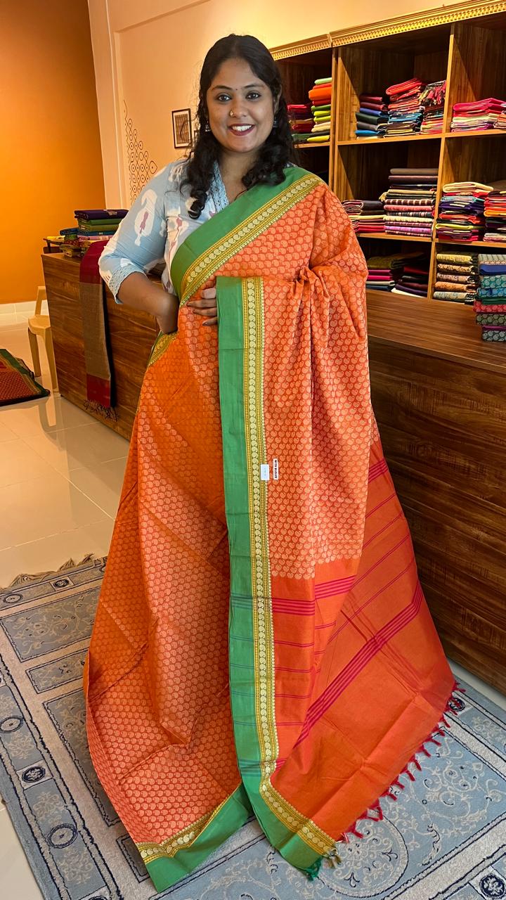 Vanasingaram Kanchi Cotton Sarees - 01-03-06-PCS-14 Orange