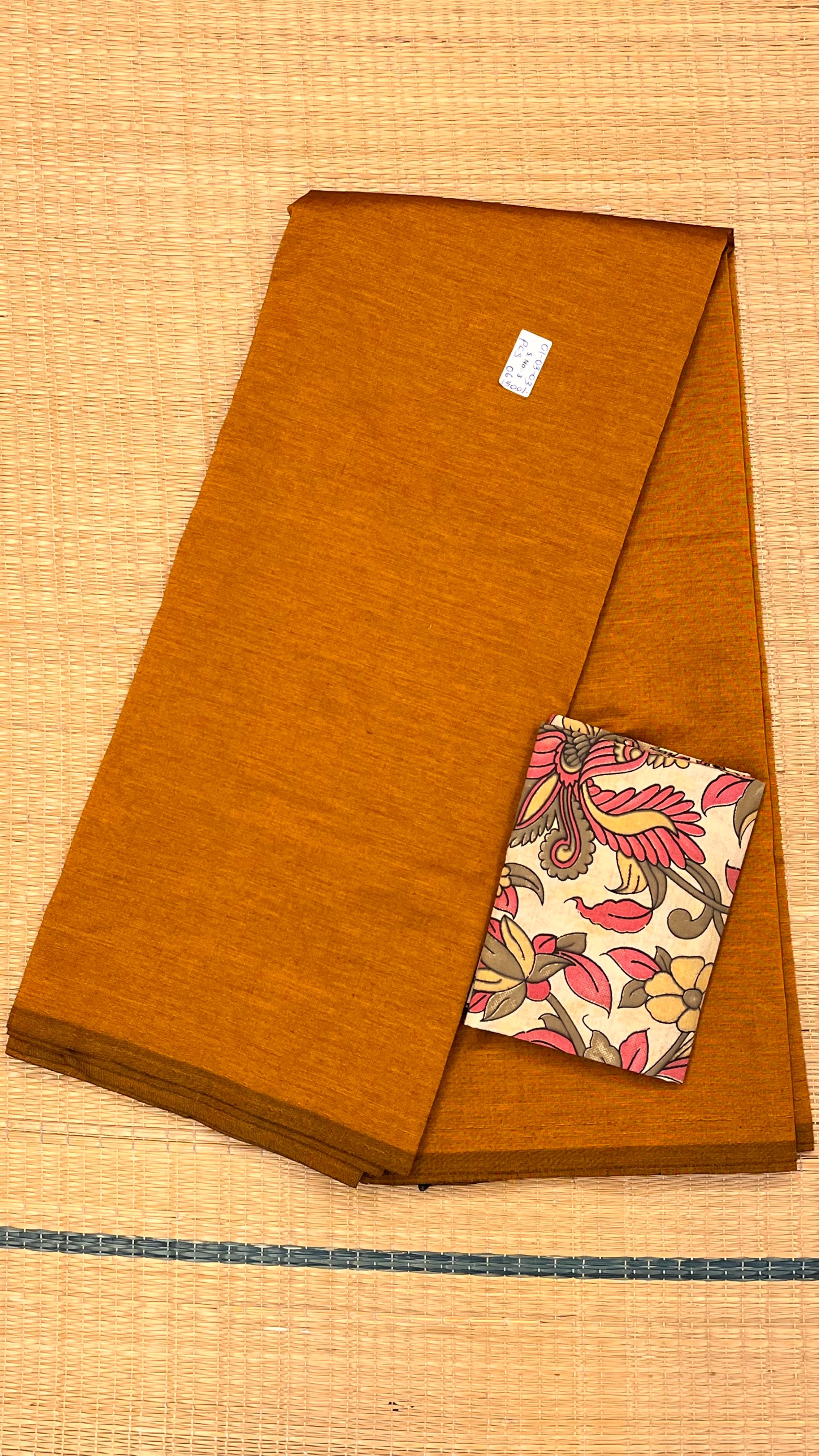 Plain cotton silk with Kalamkari Blouse - 01-03-03-PCS-06