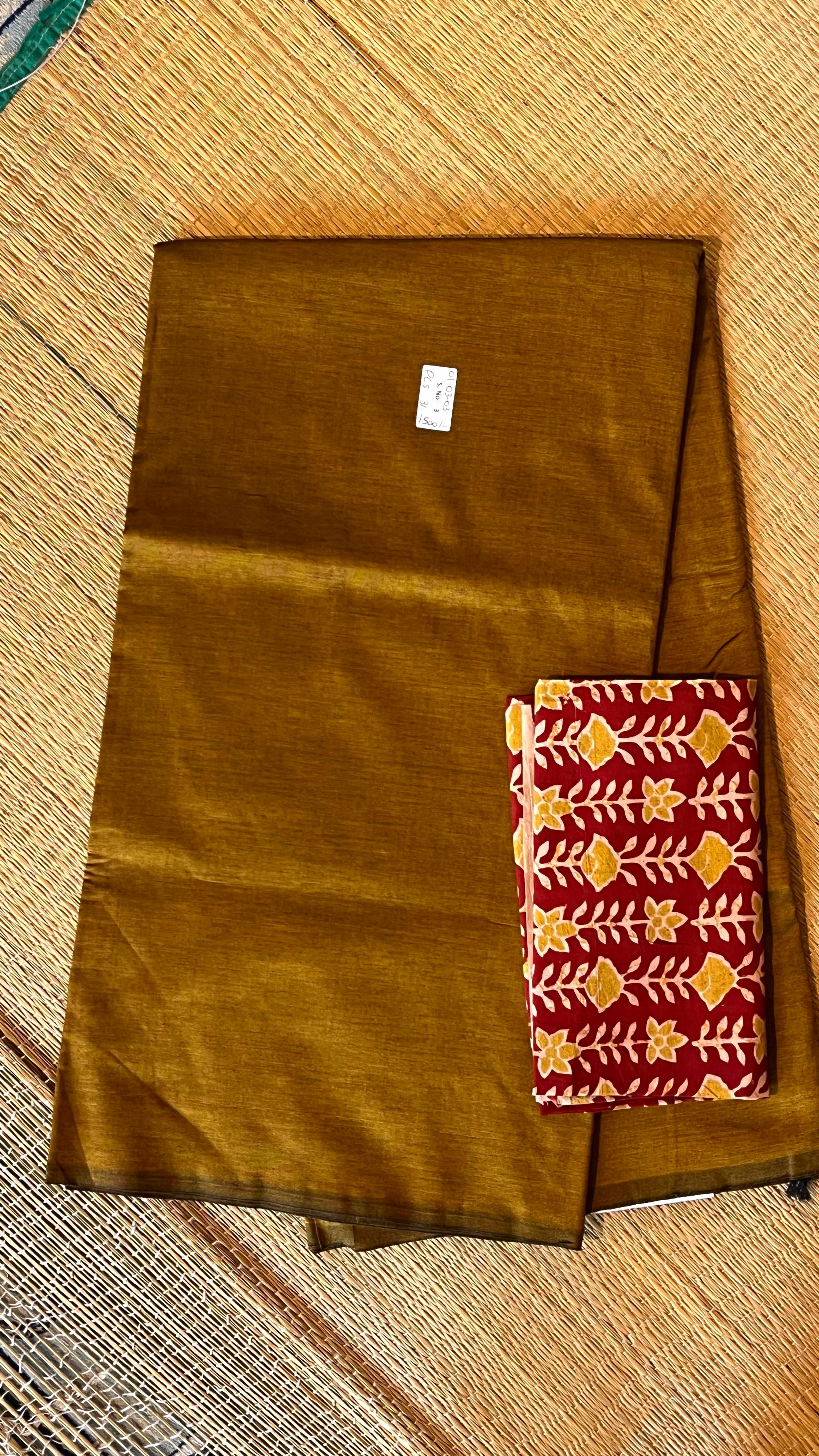 Plain cotton silk with Kalamkari Blouse - 01-03-03-PCS-31