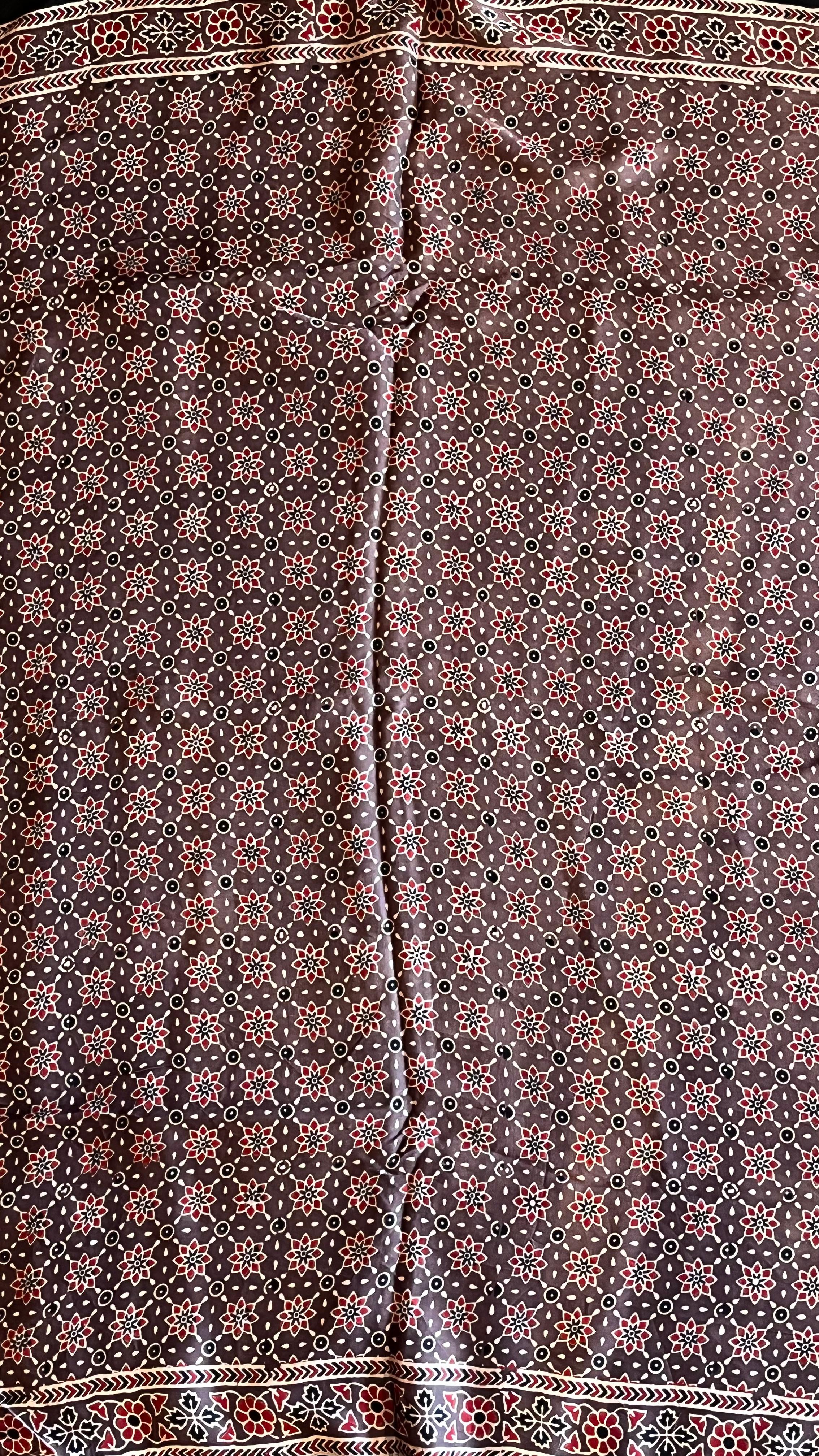 Ajrakh Modal Silk Saree - 46-05-02-01