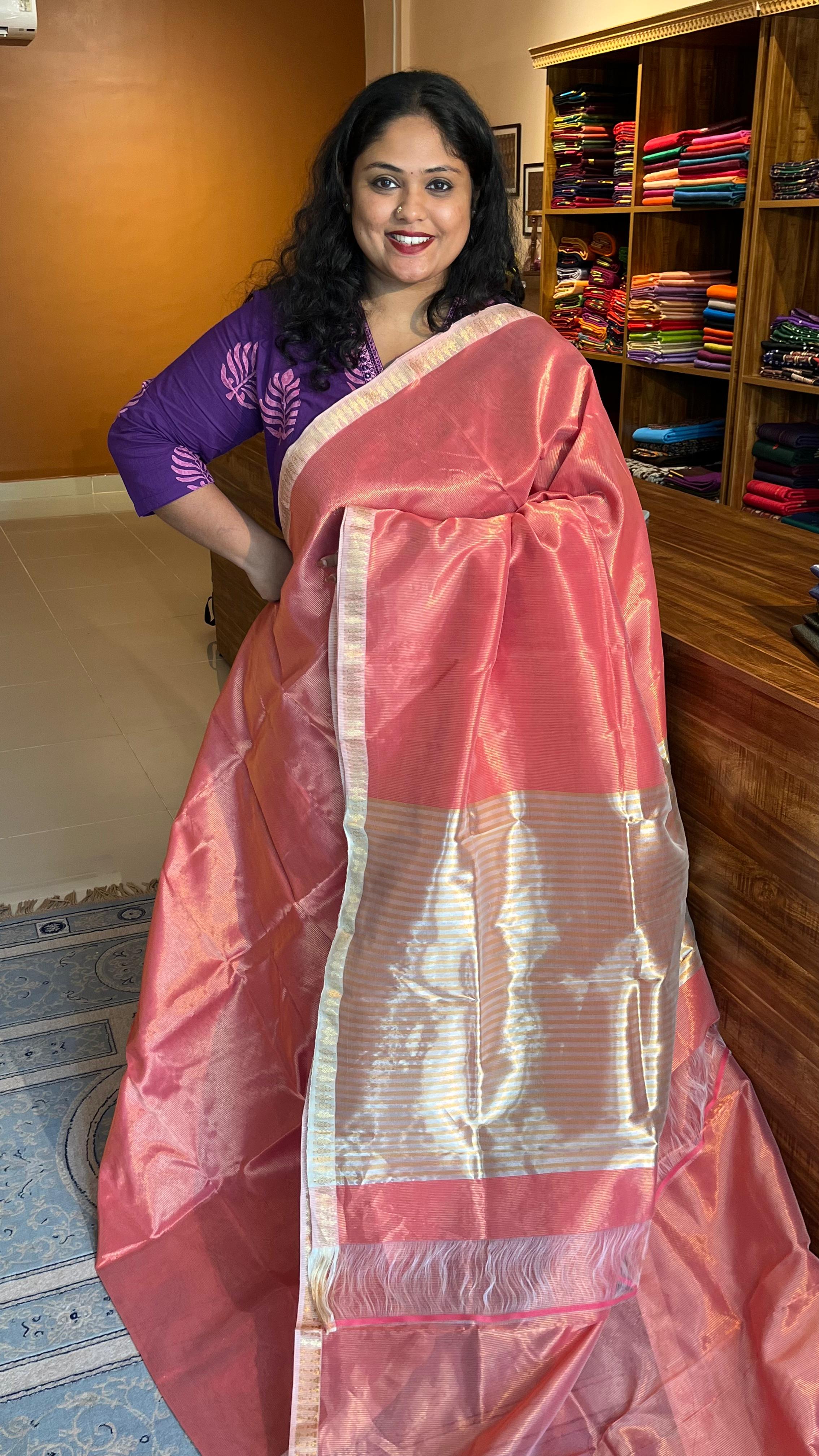 Chanderi saree - 51-06-03-02 ( Baby pink)
