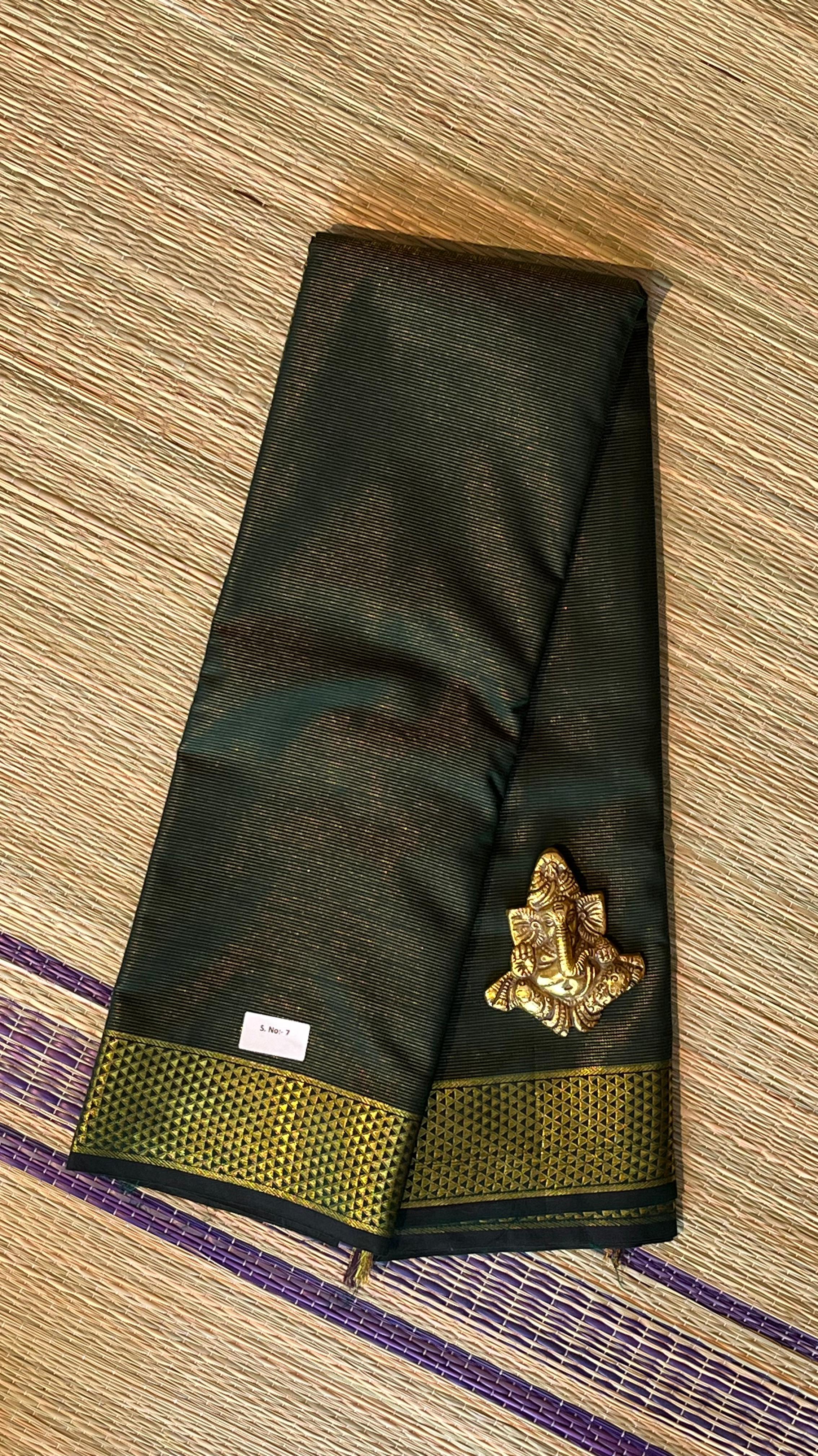 Vairaoosi Semi Silk Saree - 01-07-07-04 (Dark Green)