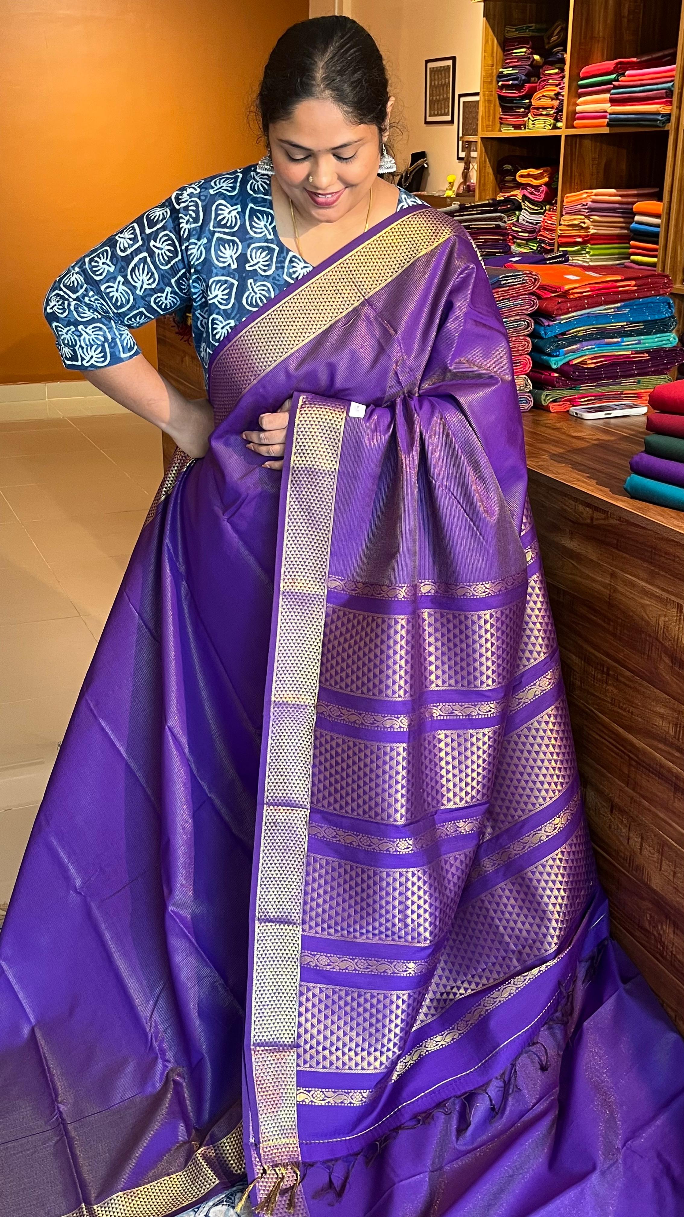 Vairaoosi Semi Silk Saree - 01-07-07-03 (Violet)