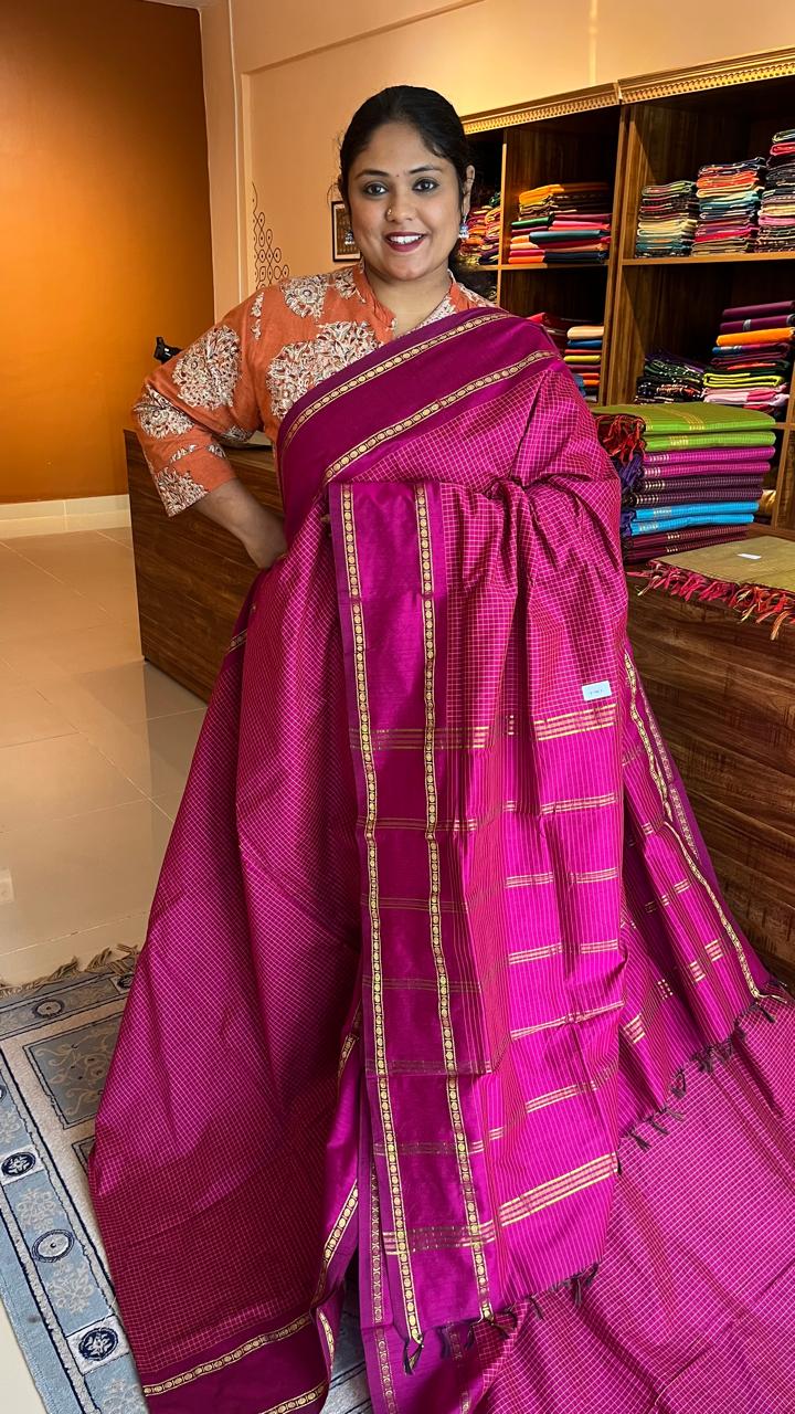 Semi Silk Kattam Saree - 01-07-06-06 (Meganta)