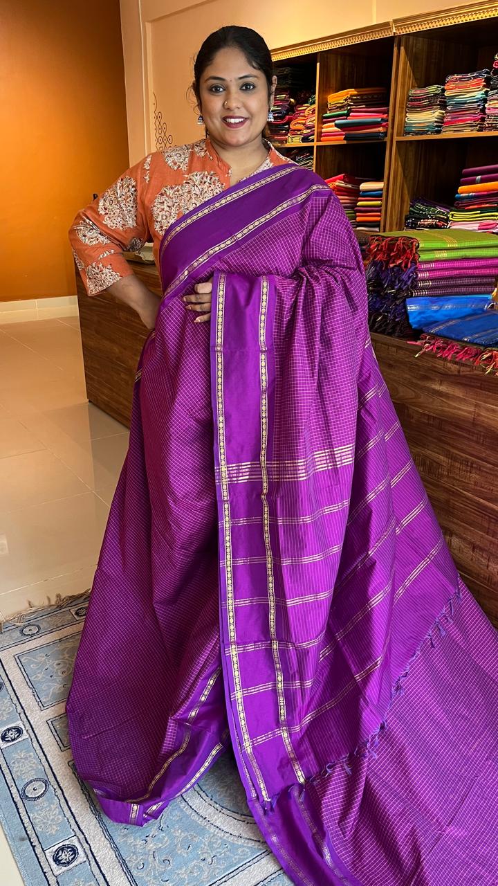 Semi Silk Kattam Saree - 01-07-06-15 (Meganta)