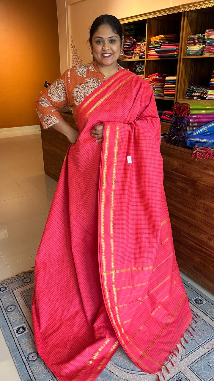 Semi Silk Kattam Saree - 01-10-01-PCS-09 (Baby Pink)