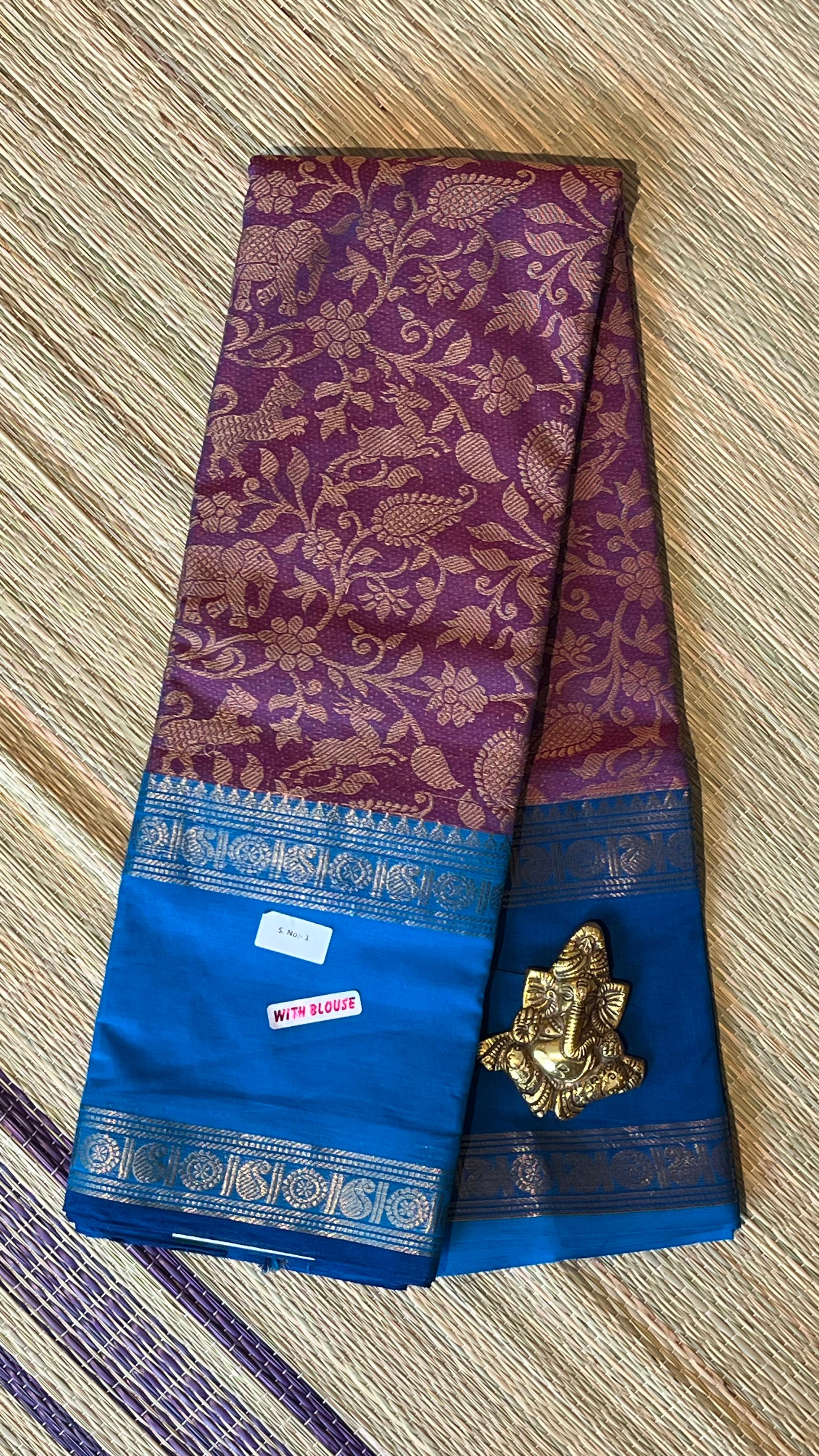Vanasingaram Kanchi Cotton Saree - 01-07-01-08 (Meganta)