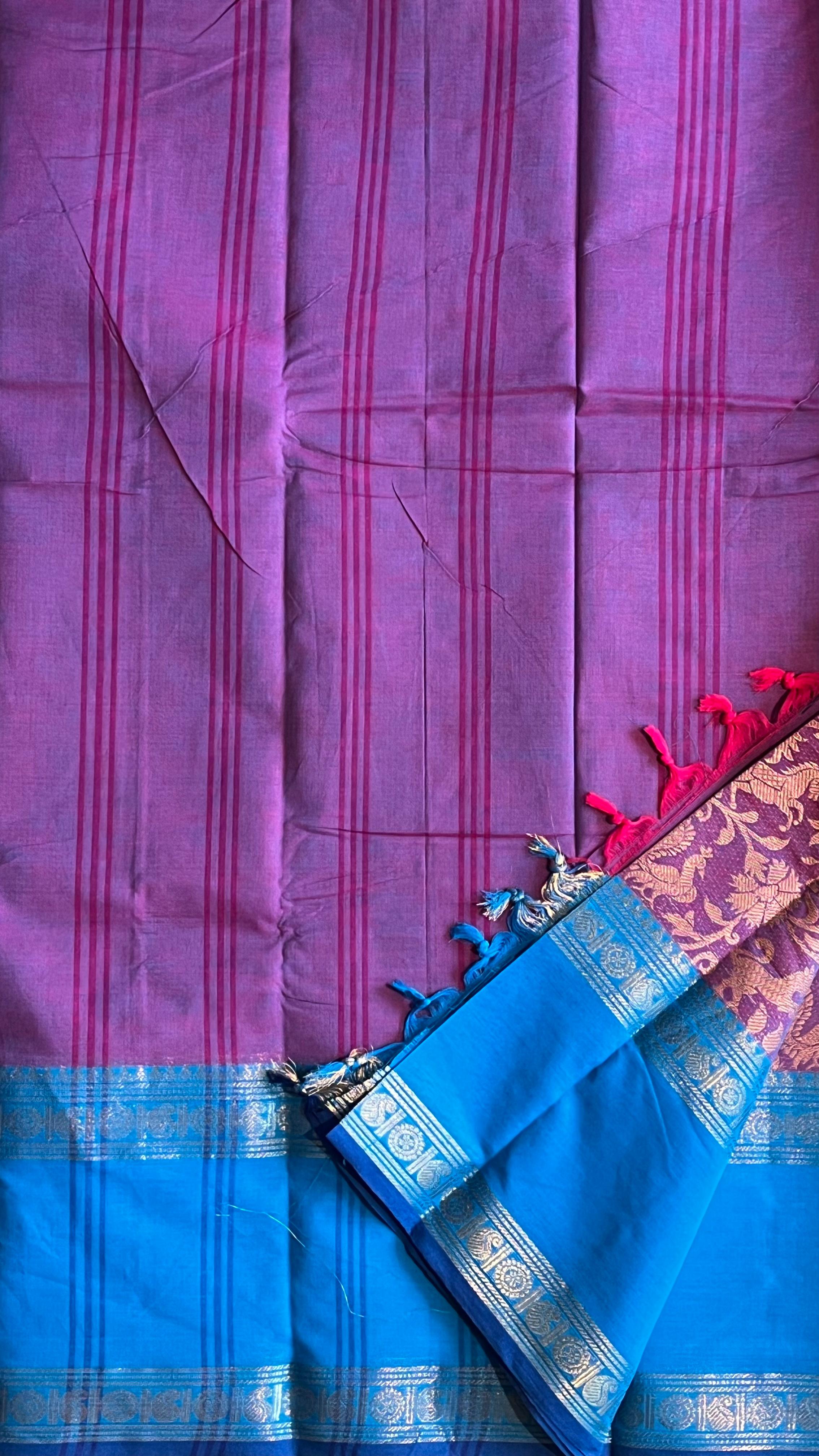Vanasingaram Kanchi Cotton Saree - 01-07-01-08 (Meganta)