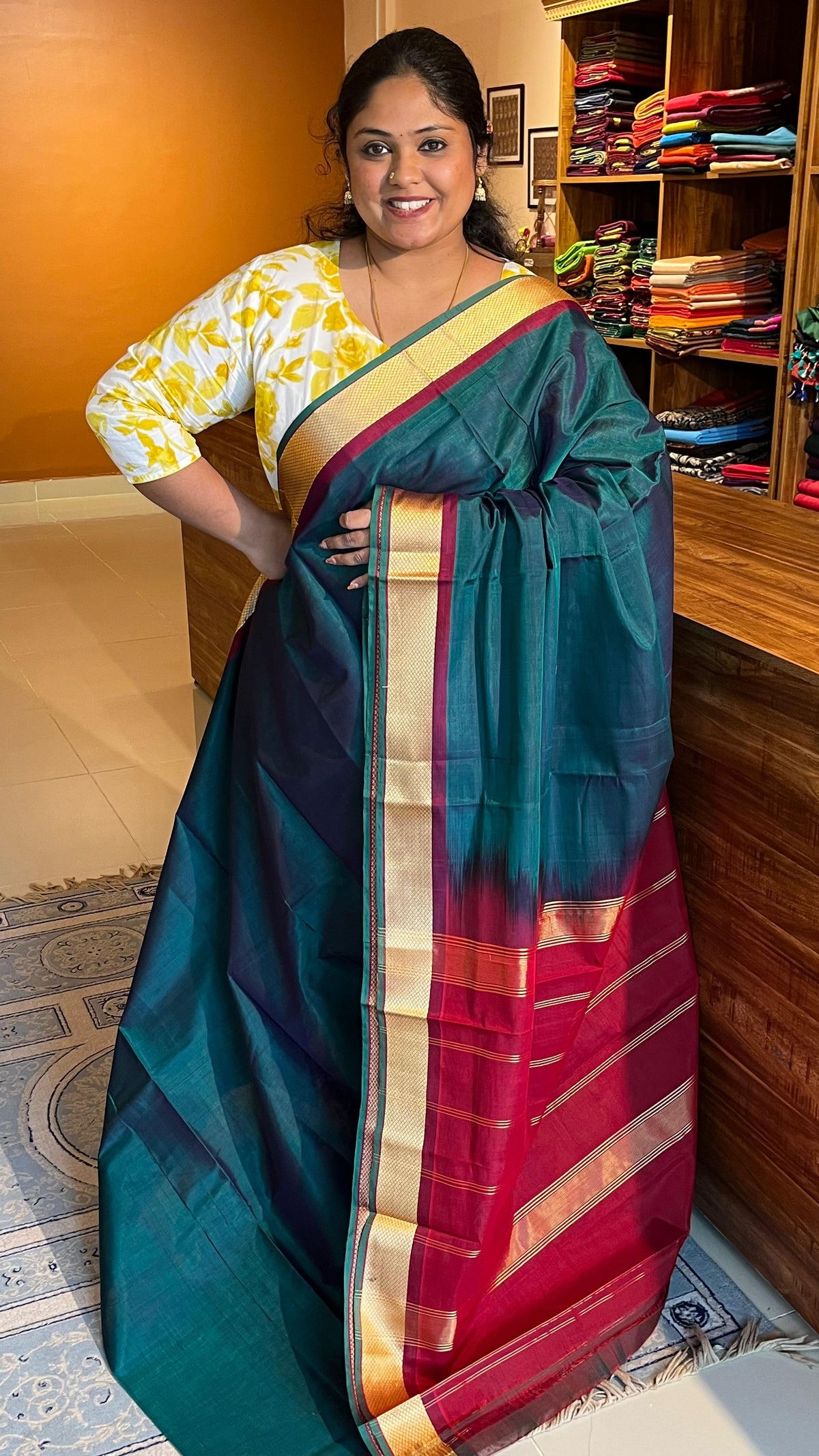 Devendra 6 yards Saree - 11-07B-01-6Y-01 (Dark Green)