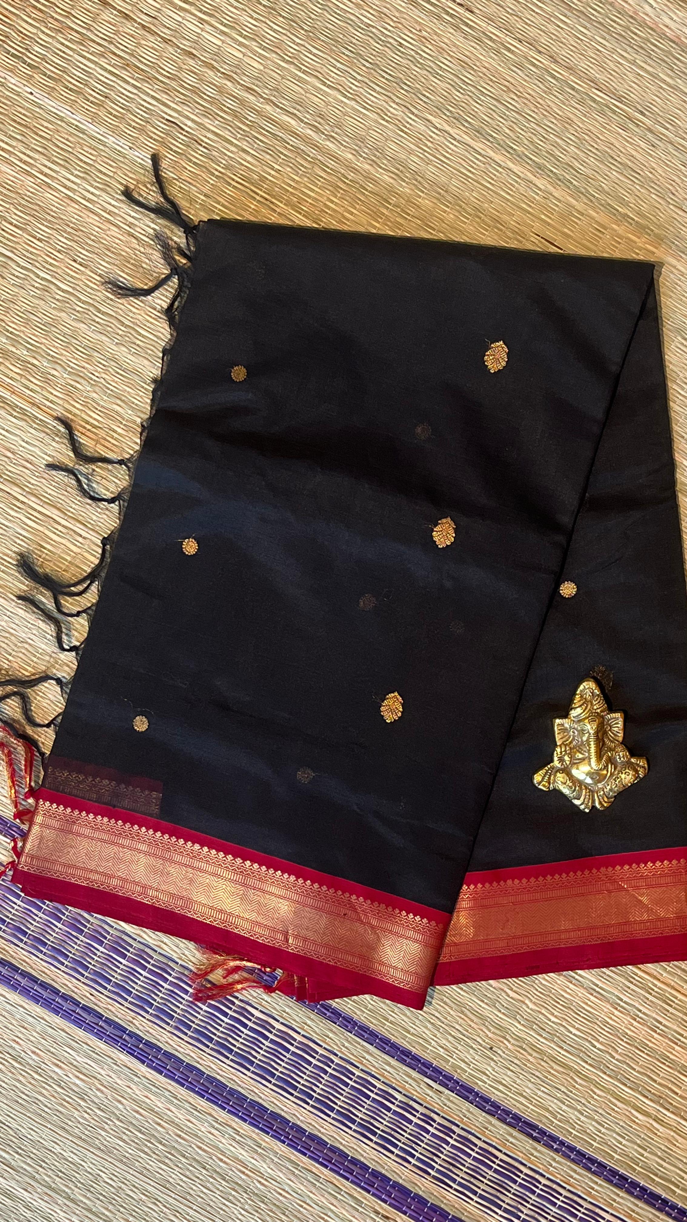 Kanchivaram Silk Cotton Saree - 01-07-23-05(Black)