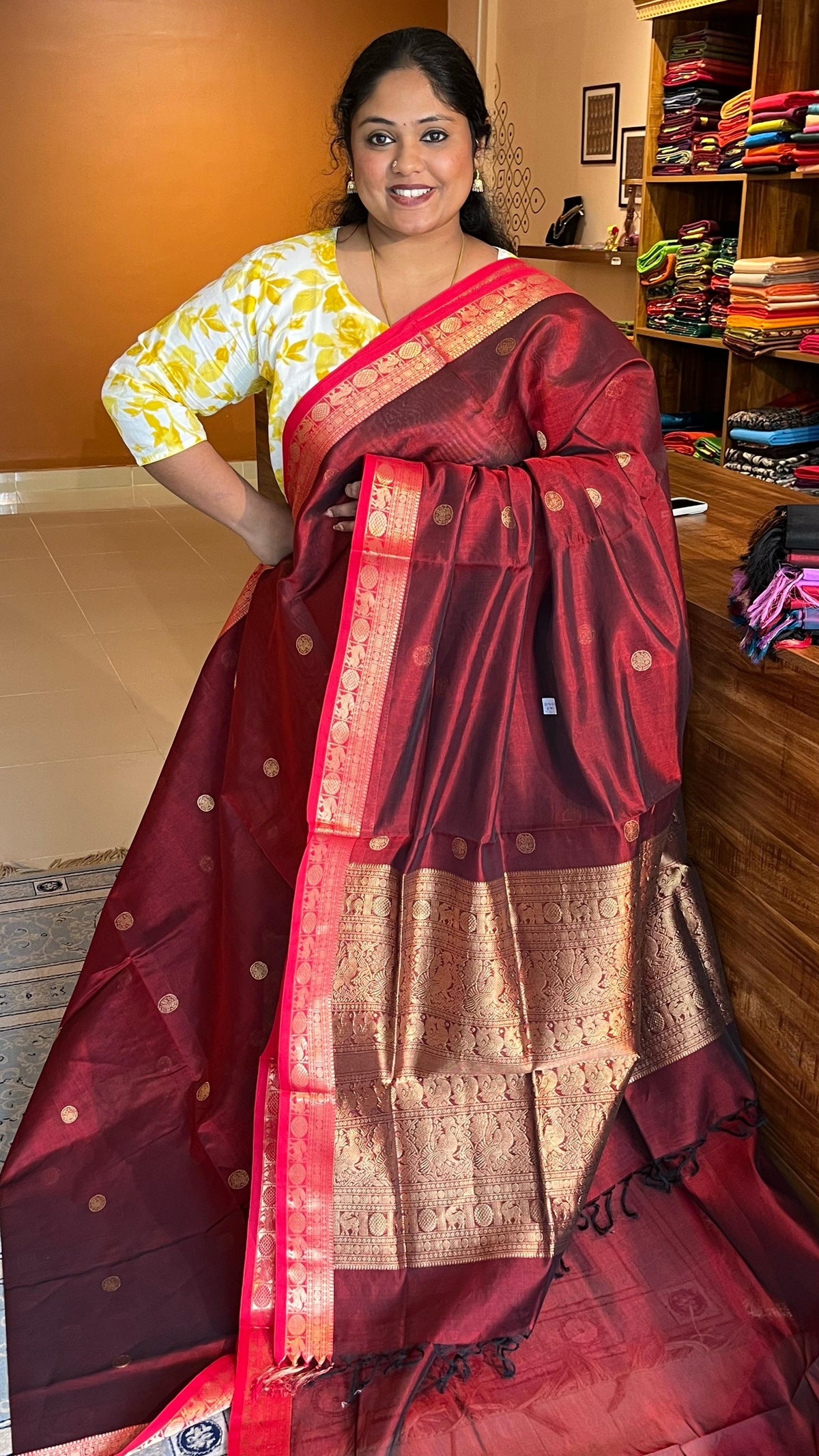 Kanchivaram silk cotton saree - 01-07-23-02 (Maroon)