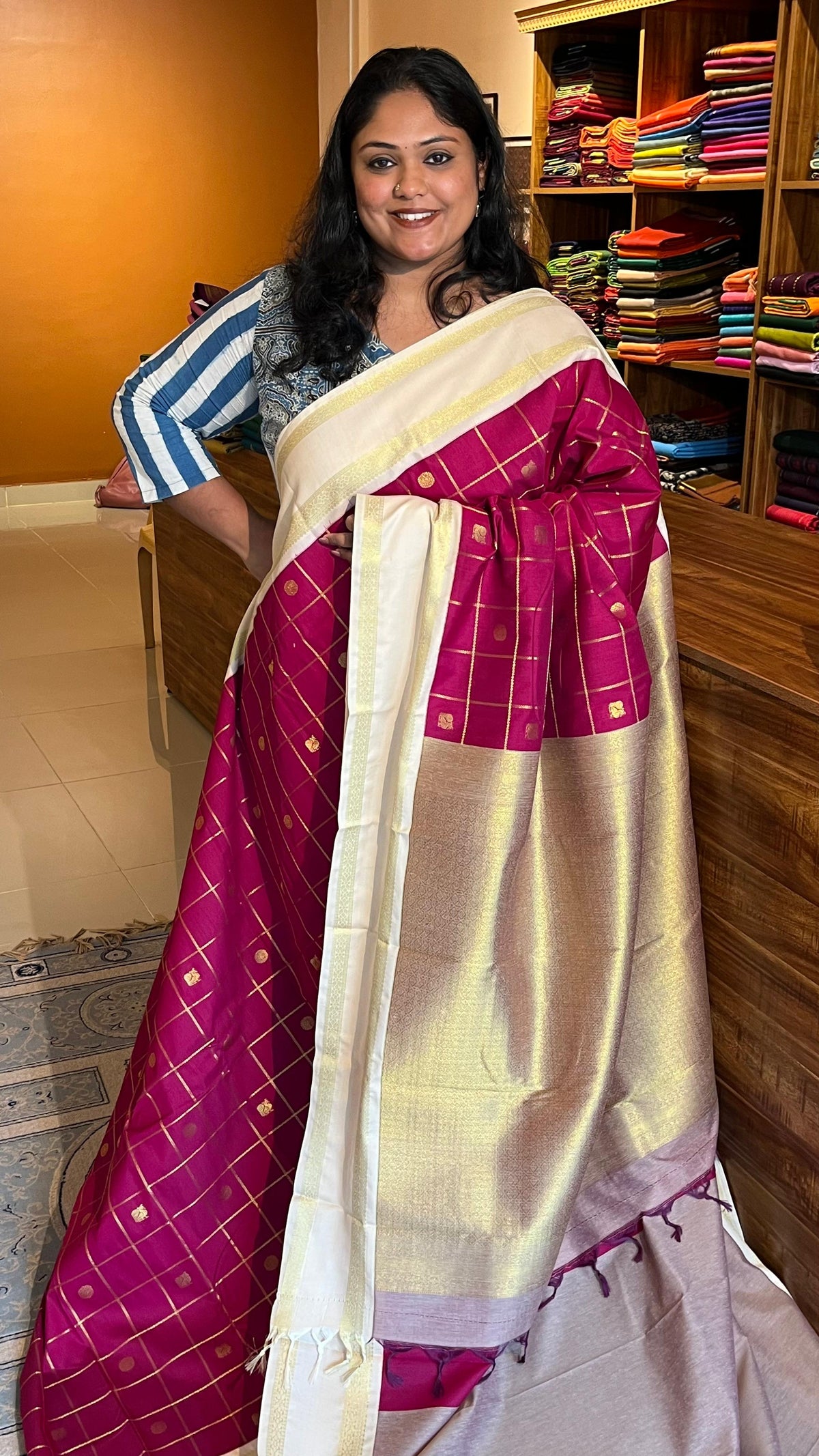 Semi silk Kattam bhutta saree - 01-07-06B-06 (Pink)