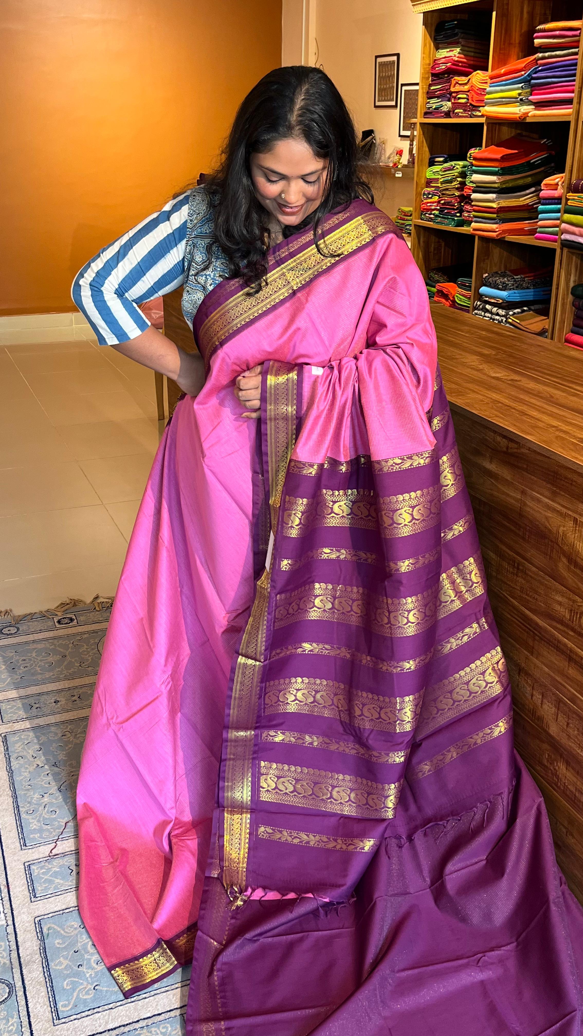 Semi silk vairaoosi saree - 01-07-02B-32 (Pink)