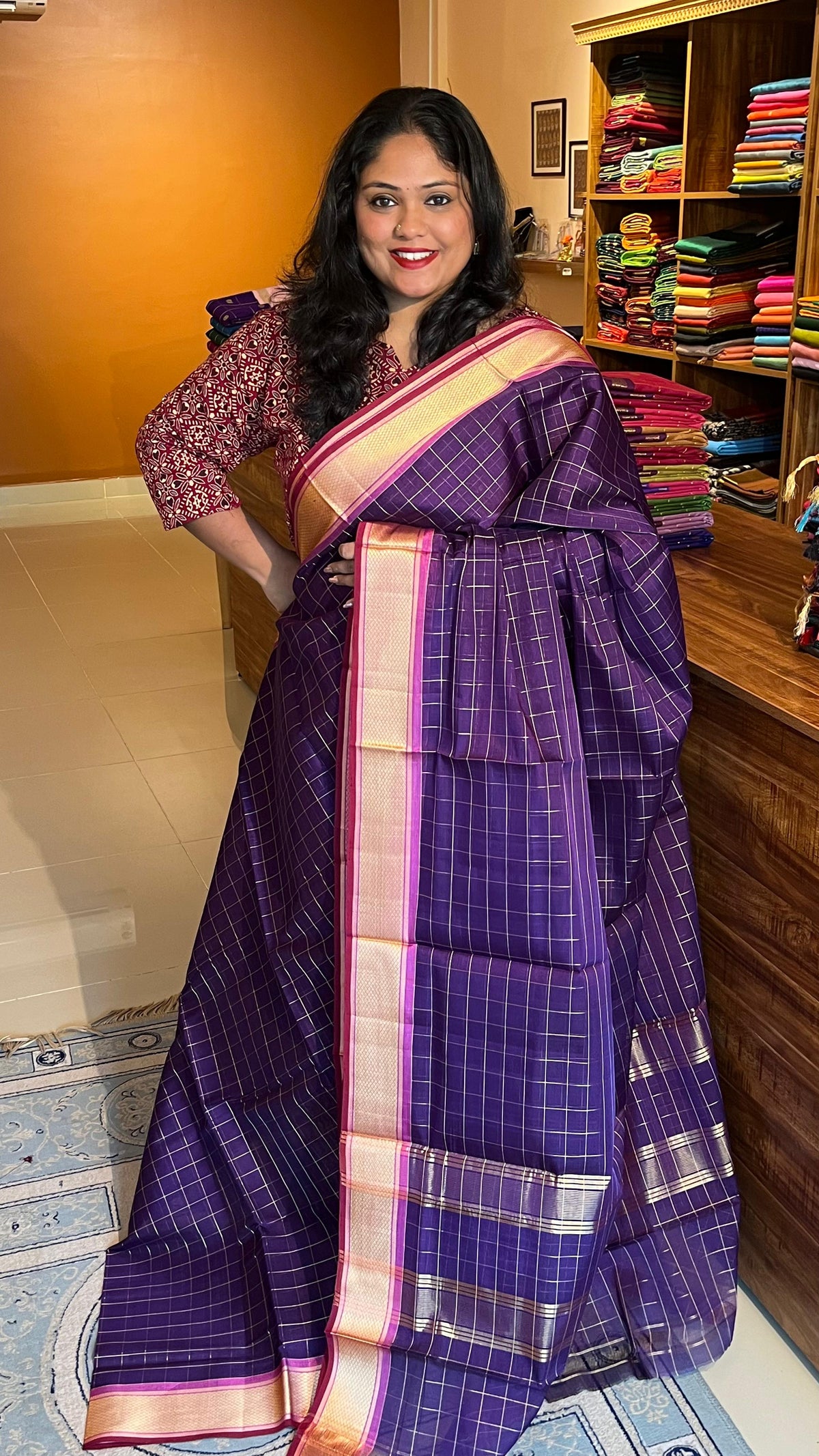 Devendra 10 yards Saree - 12-07C-09-10Y-01  (Violet)