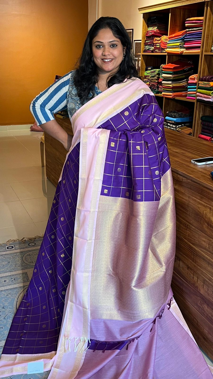 Semi Silk Kattam With Butta Saree  - 01-07-06B-15