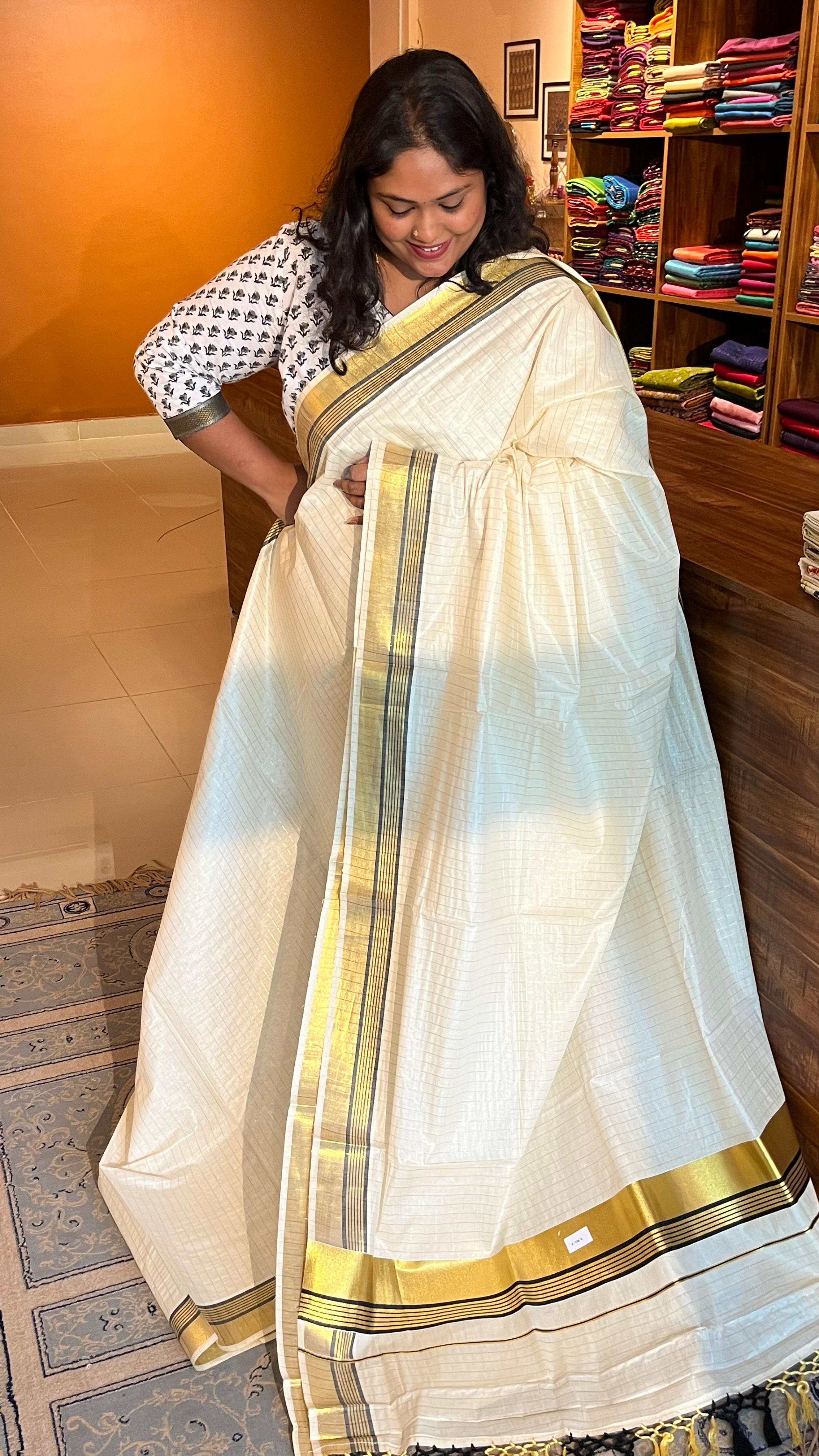 Kerala Cotton Sarees Tissue - Vishu Collection - 01-08-04-07