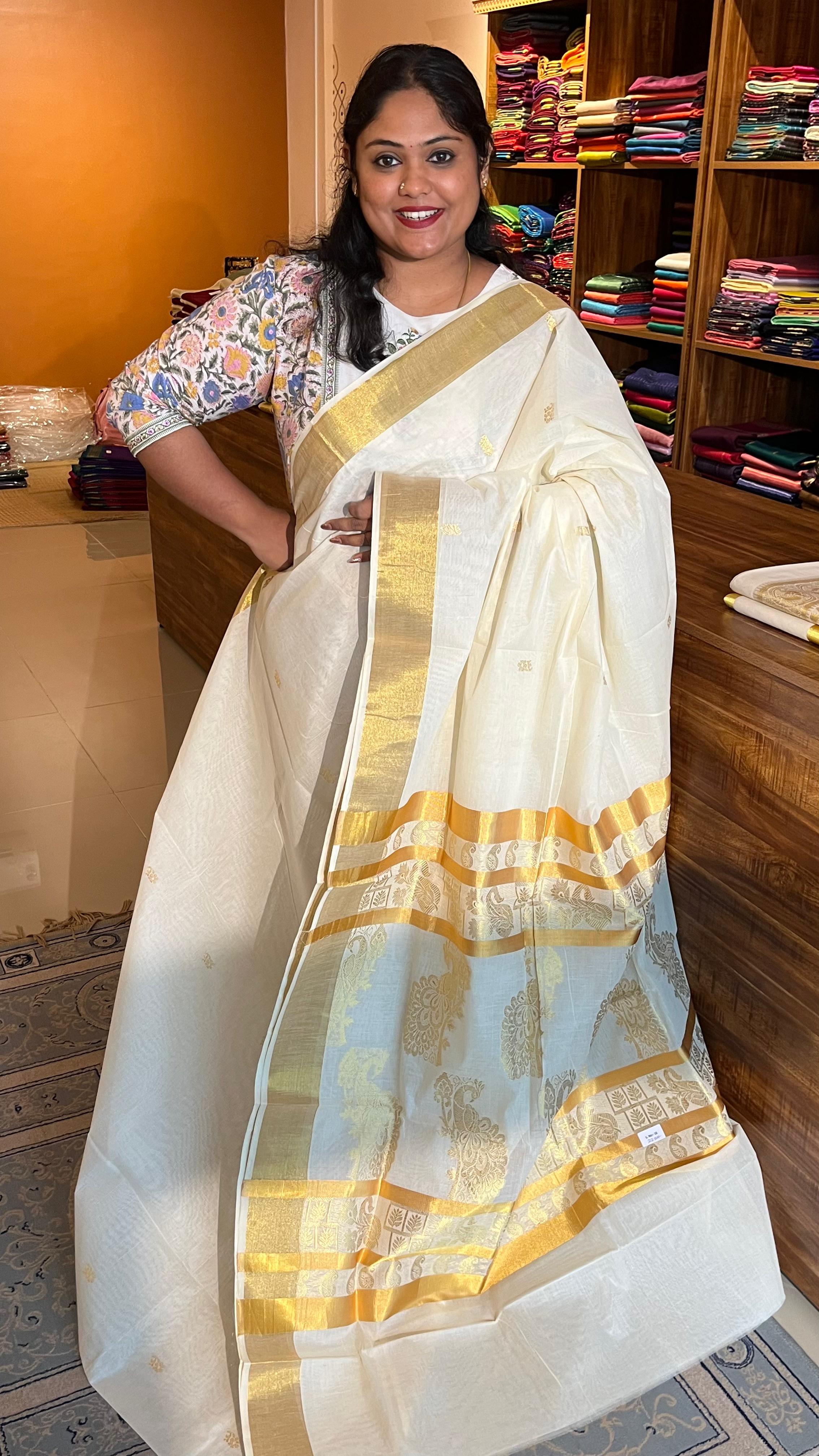 Kerala Cotton Sarees Grand pallu - Onam Collection - 01-08-17-01