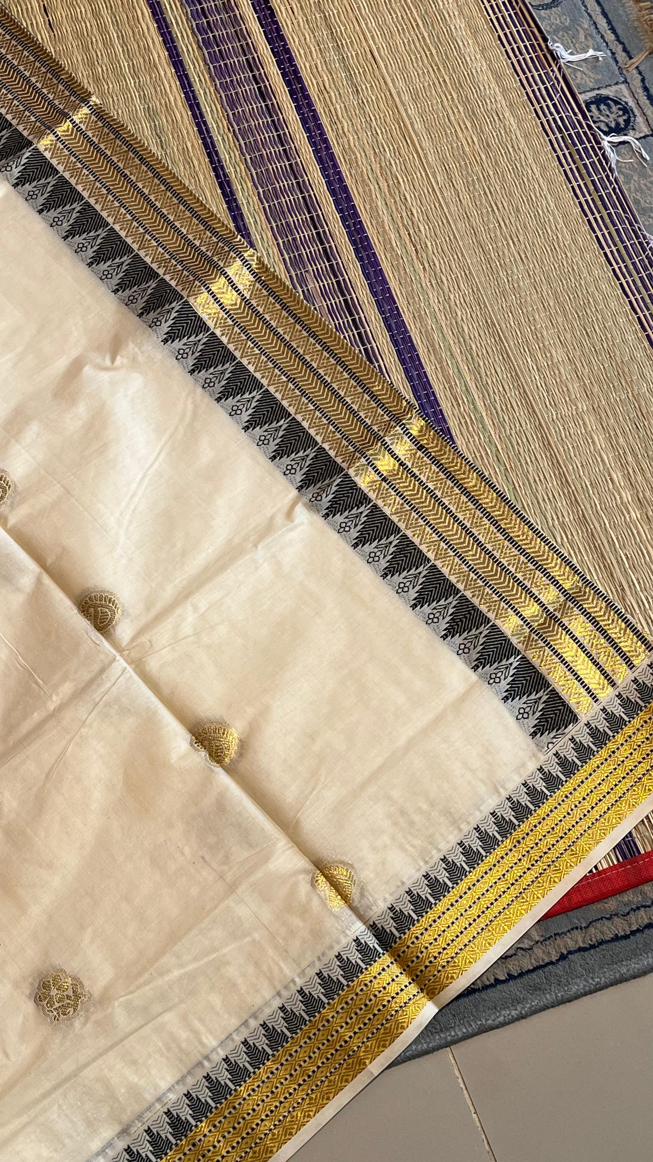 Kerala Cotton Triangle design Saree - Vishu Collection - 01-08-10-05