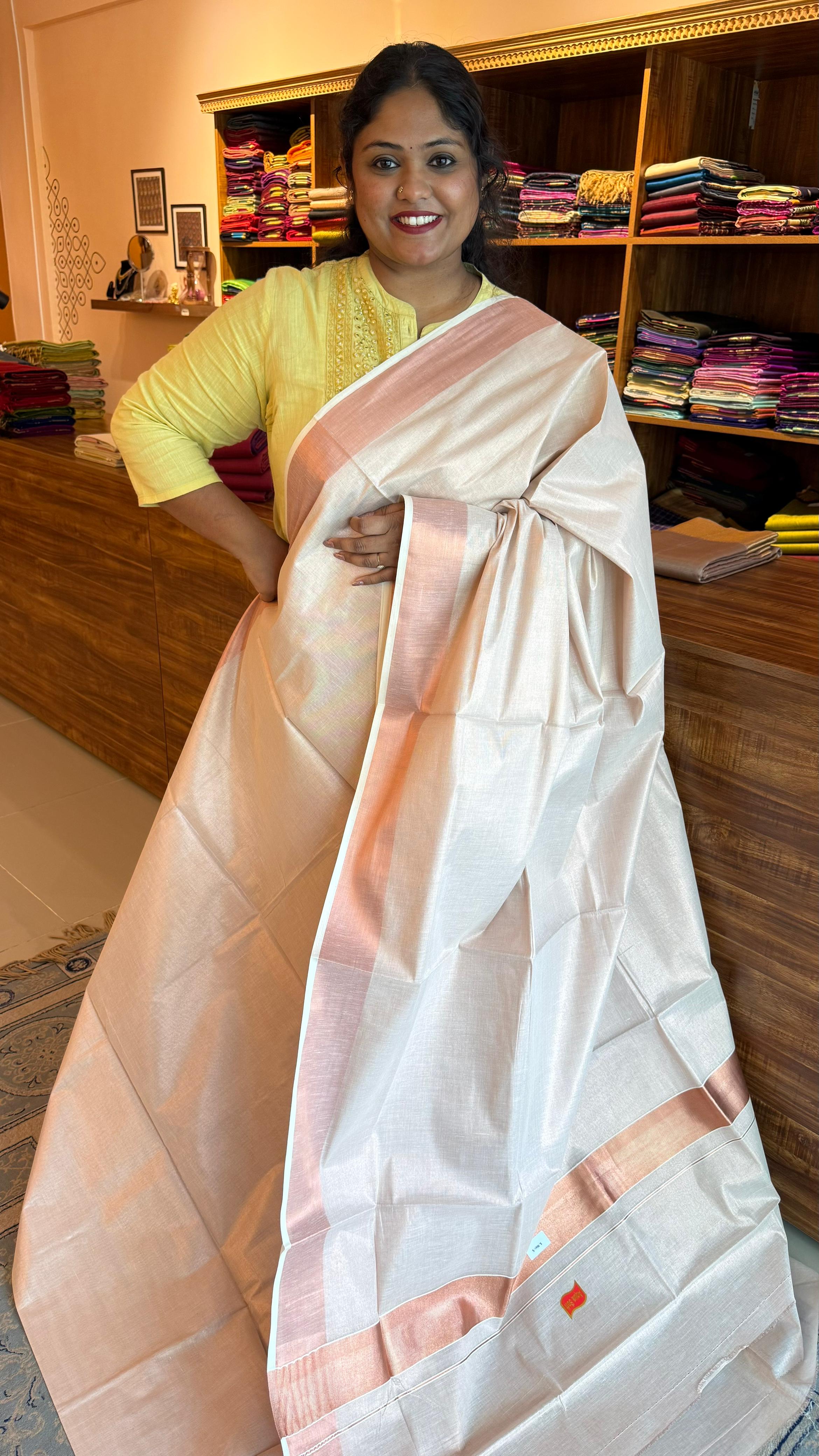 Kerala Cotton Plain Tissue Sarees - Vishu Collection - 01-08-05-04