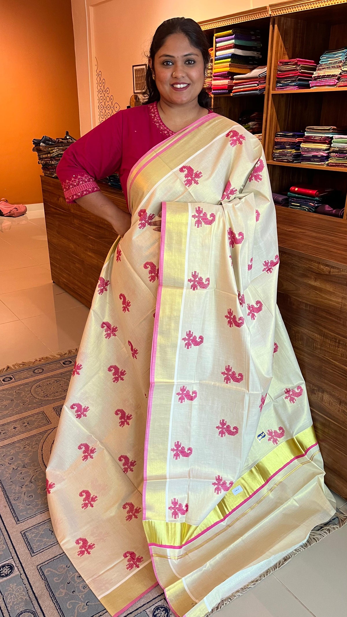 Kerala Cotton Grand pallu Tissue Sarees - Onam Collection - 01-08-08-04
