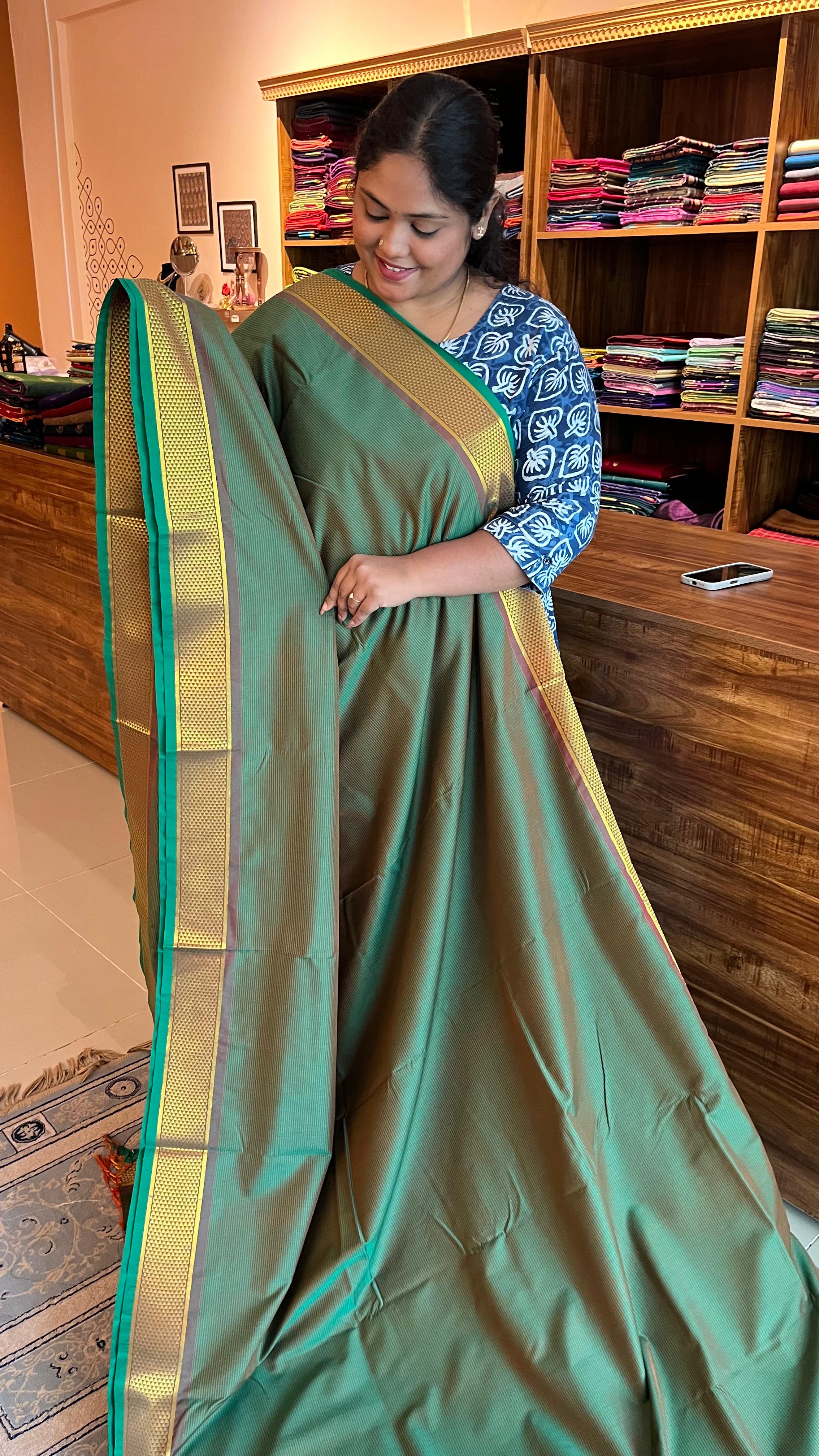 Semi Silk 10 Yards Araimadam Border Saree - 01-08B-13-02