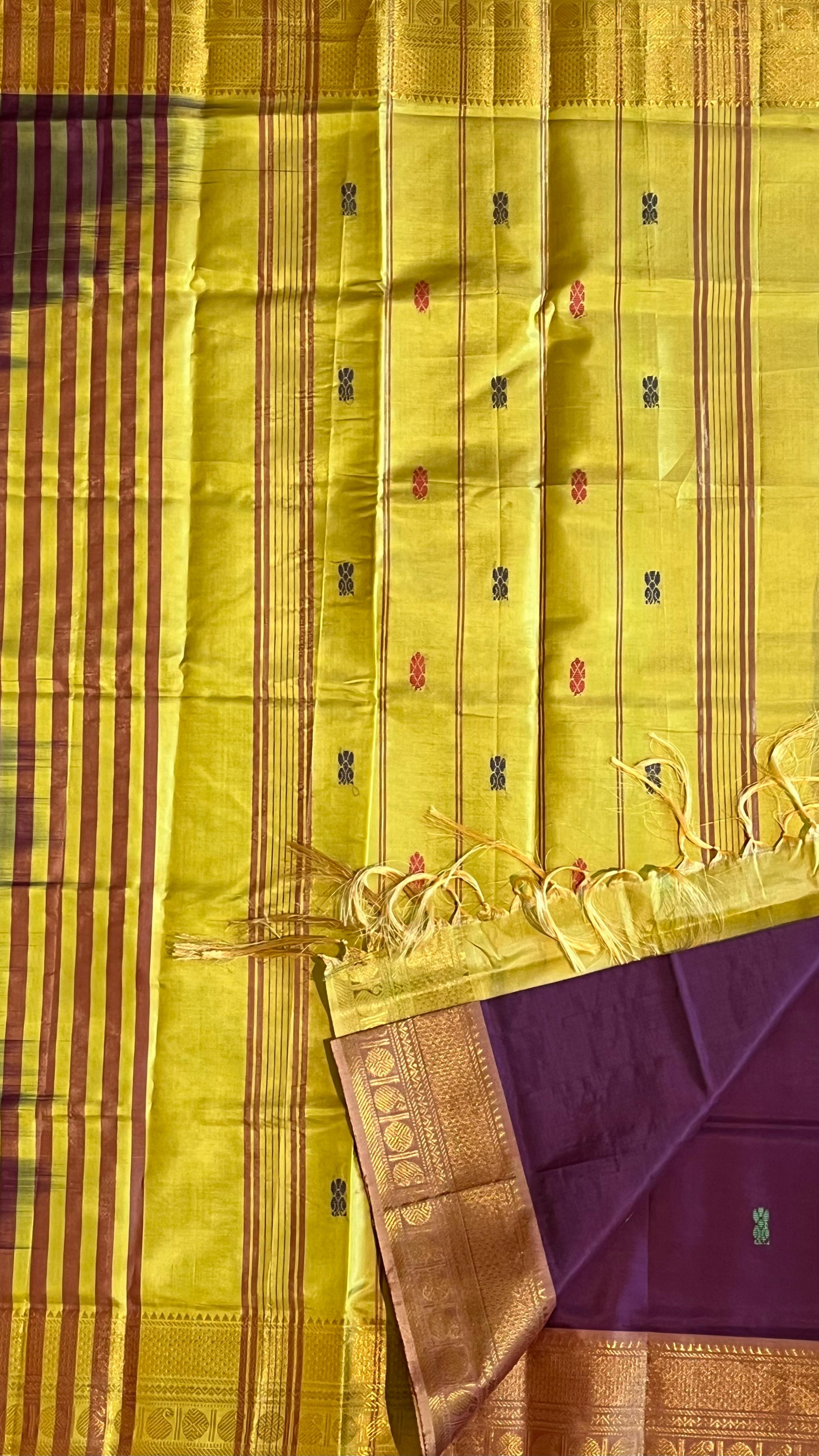 Chinnalampattu 6 Yards saree - 03-08-02-05 (Brown with yellow)