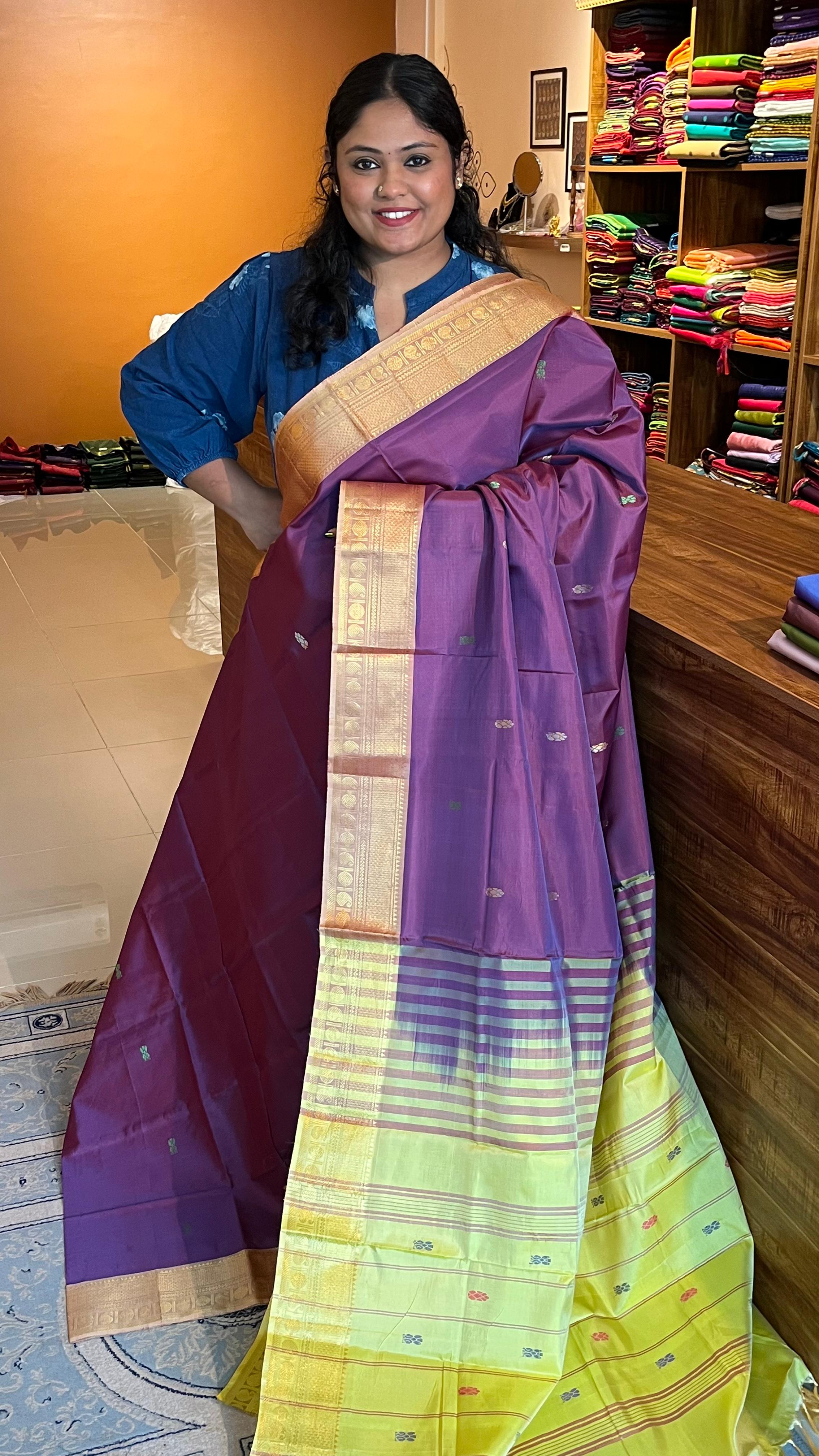 Chinnalampattu 6 Yards saree - 03-08-02-05 (Brown with yellow)