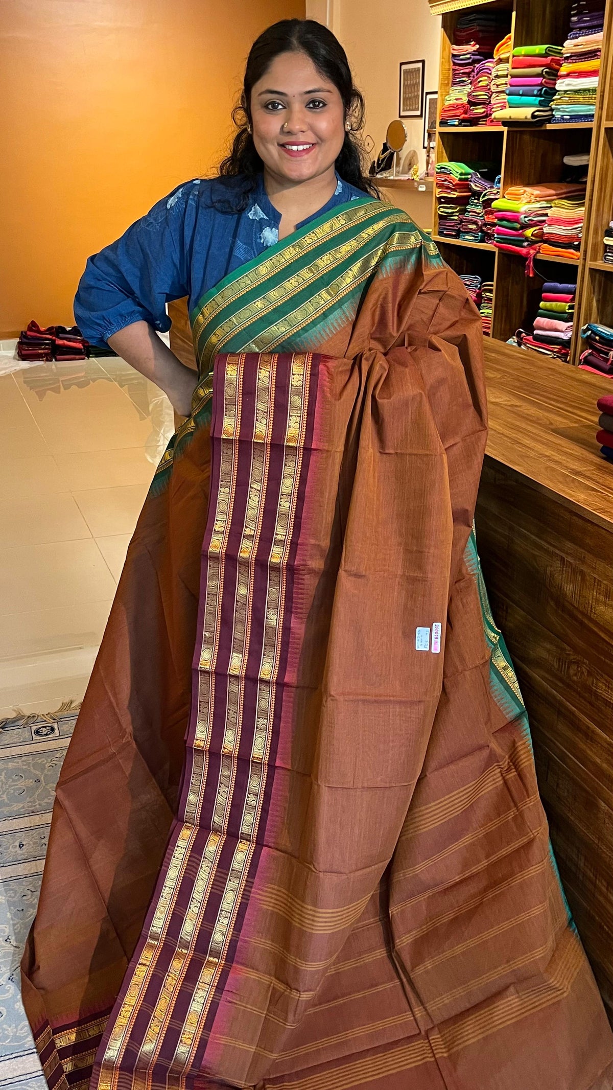 Kanchi cotton saree - 01-03-05-PCS-72 (Brown)