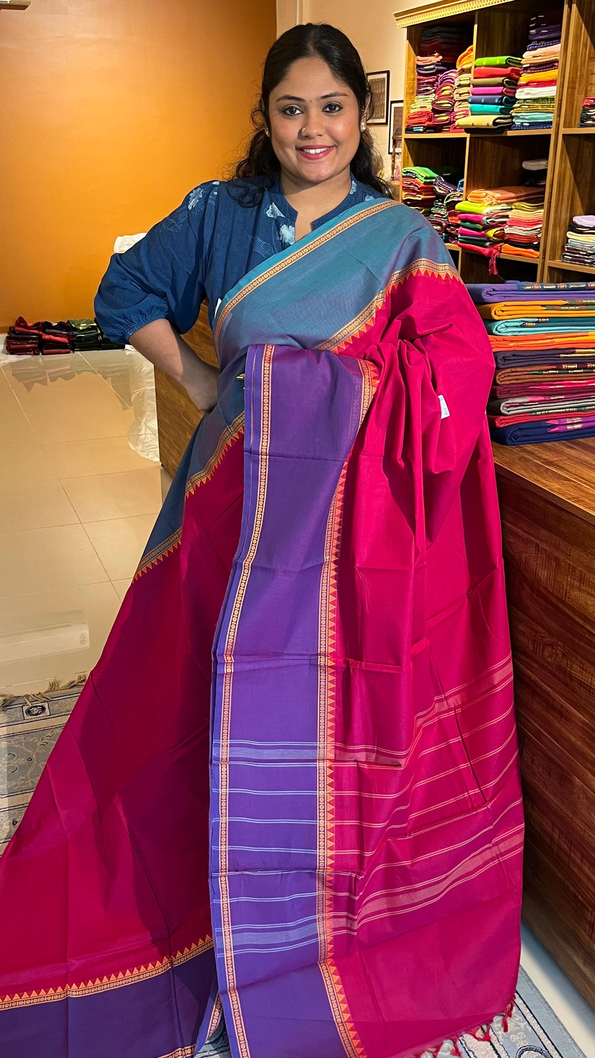 Kanchi cotton saree - 01-03-04-PCS-80 (Pink)