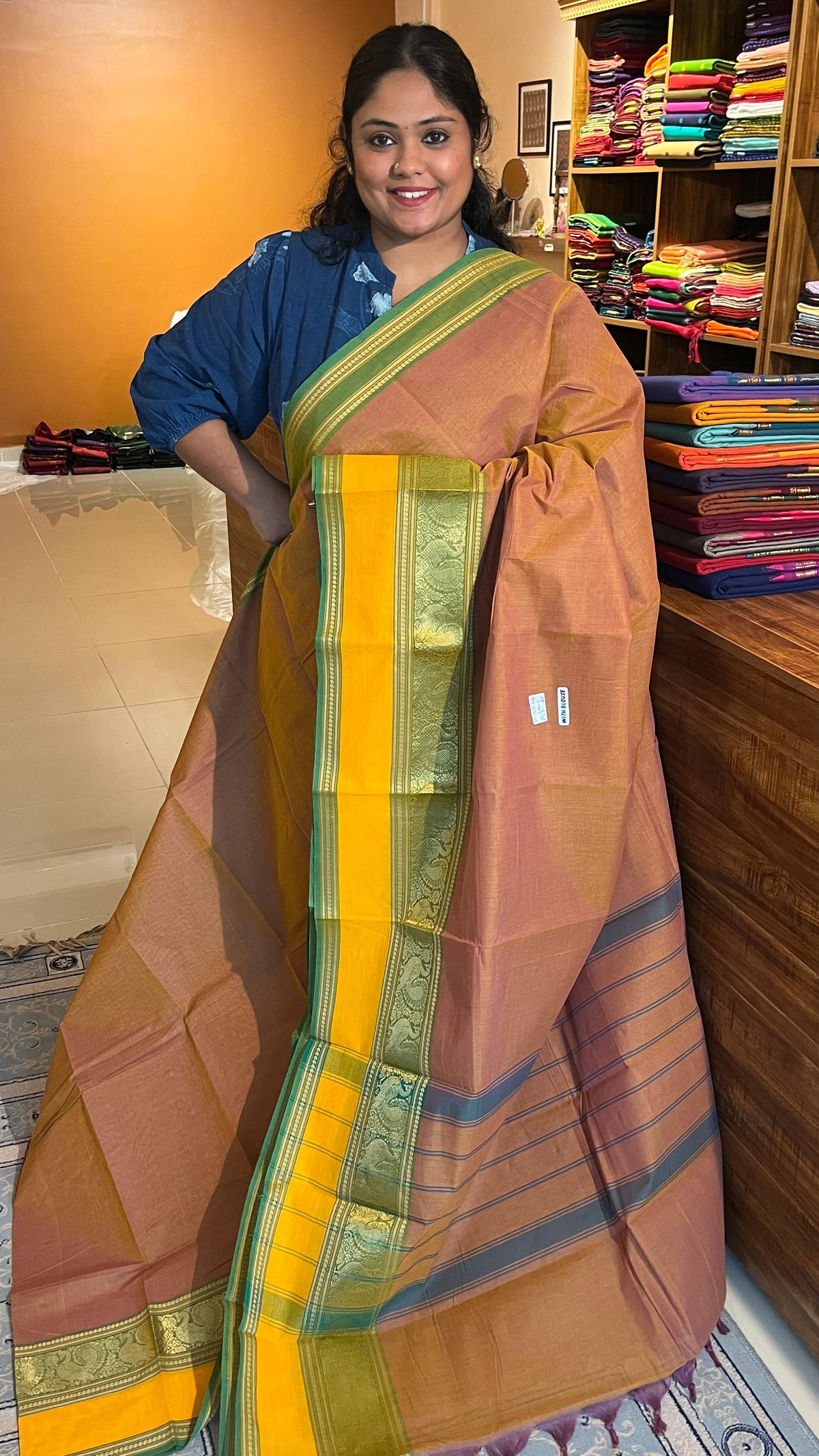 Kanchi cotton saree - 01-03-04-PCS-60 (light brown)