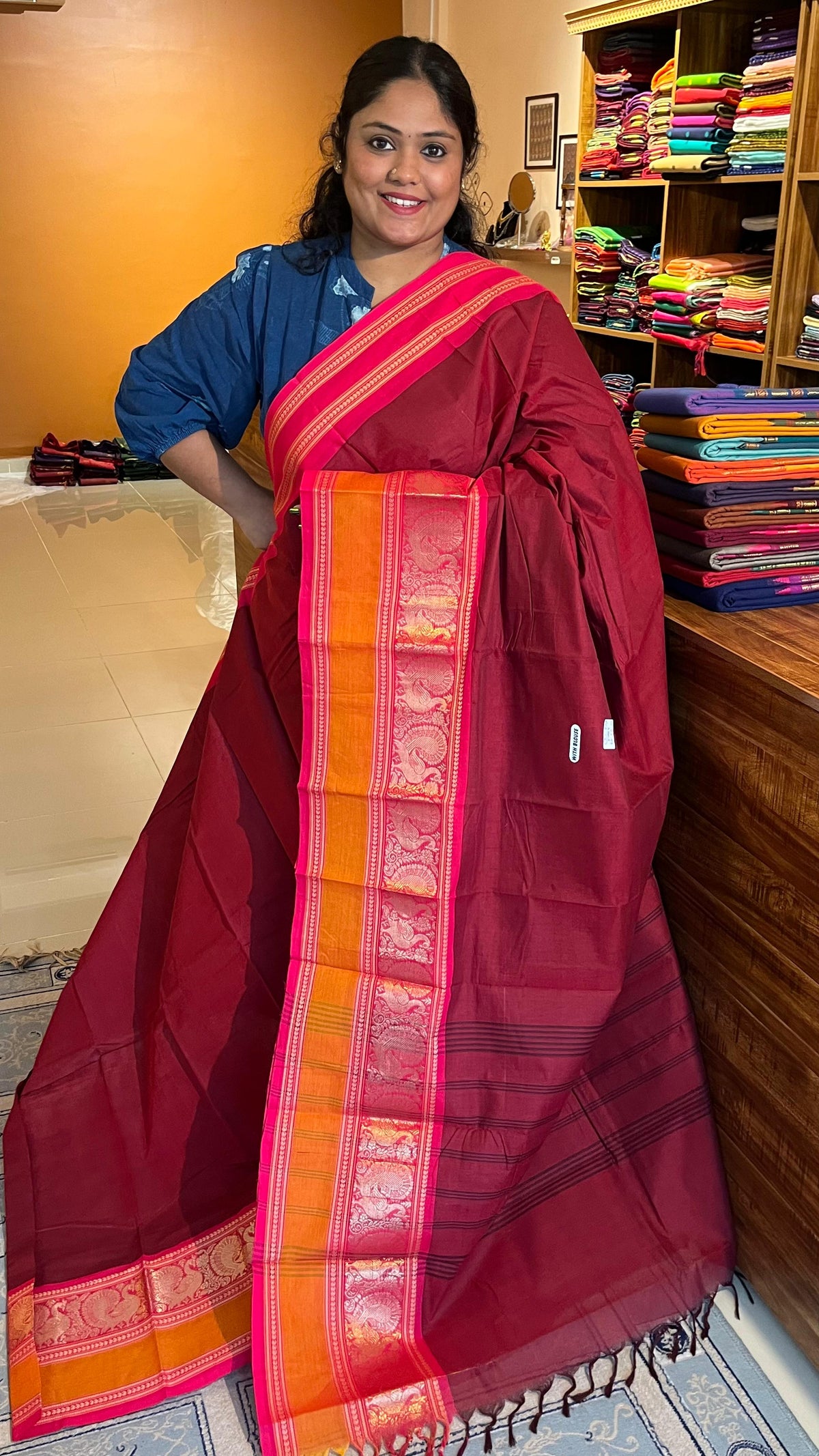 Kanchi cotton saree - 01-03-04-PCS-30 (Maroon)