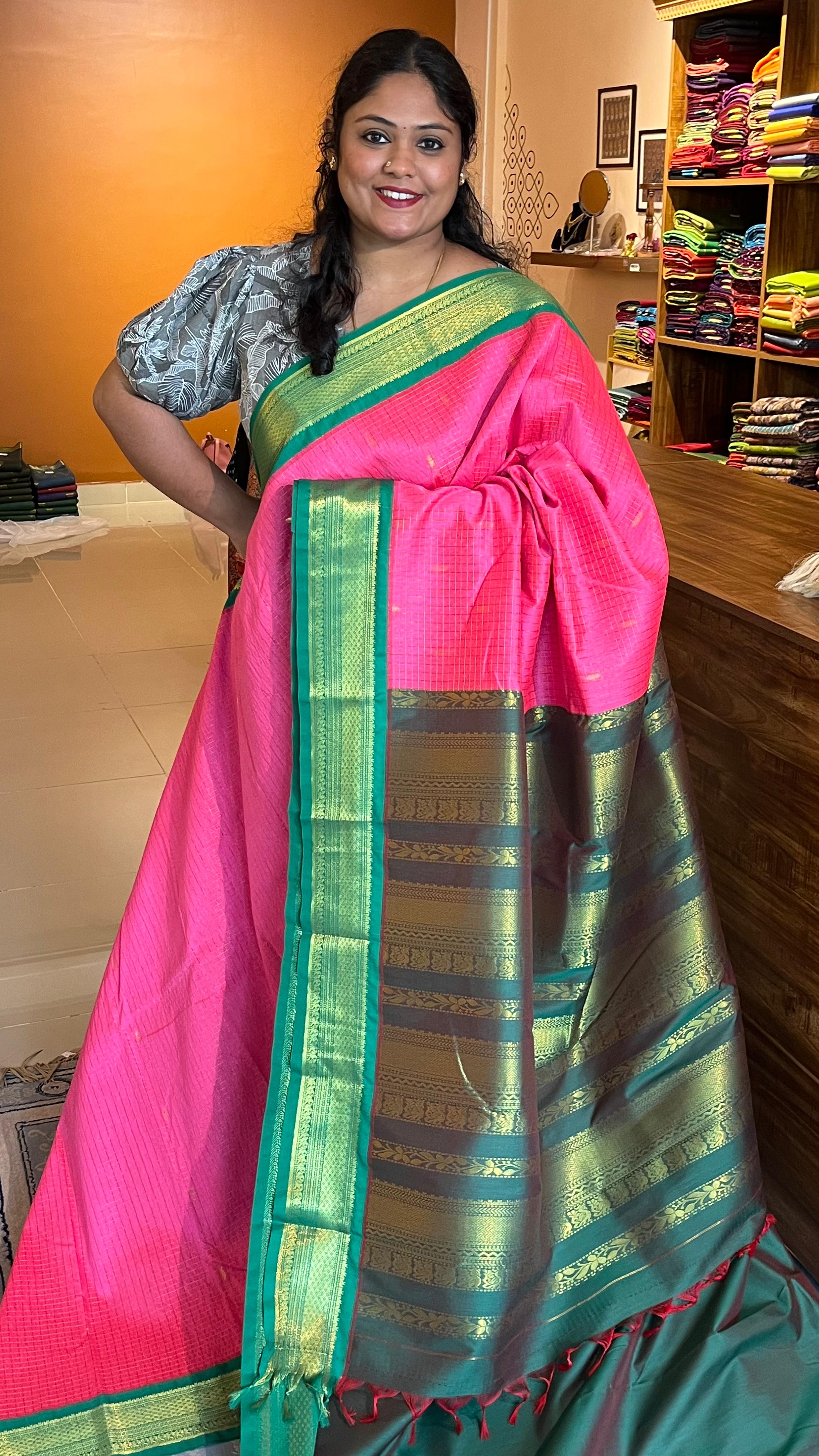 Semi Silk Vairaoosi saree - 01-08B-07-12 (Candy Pink)