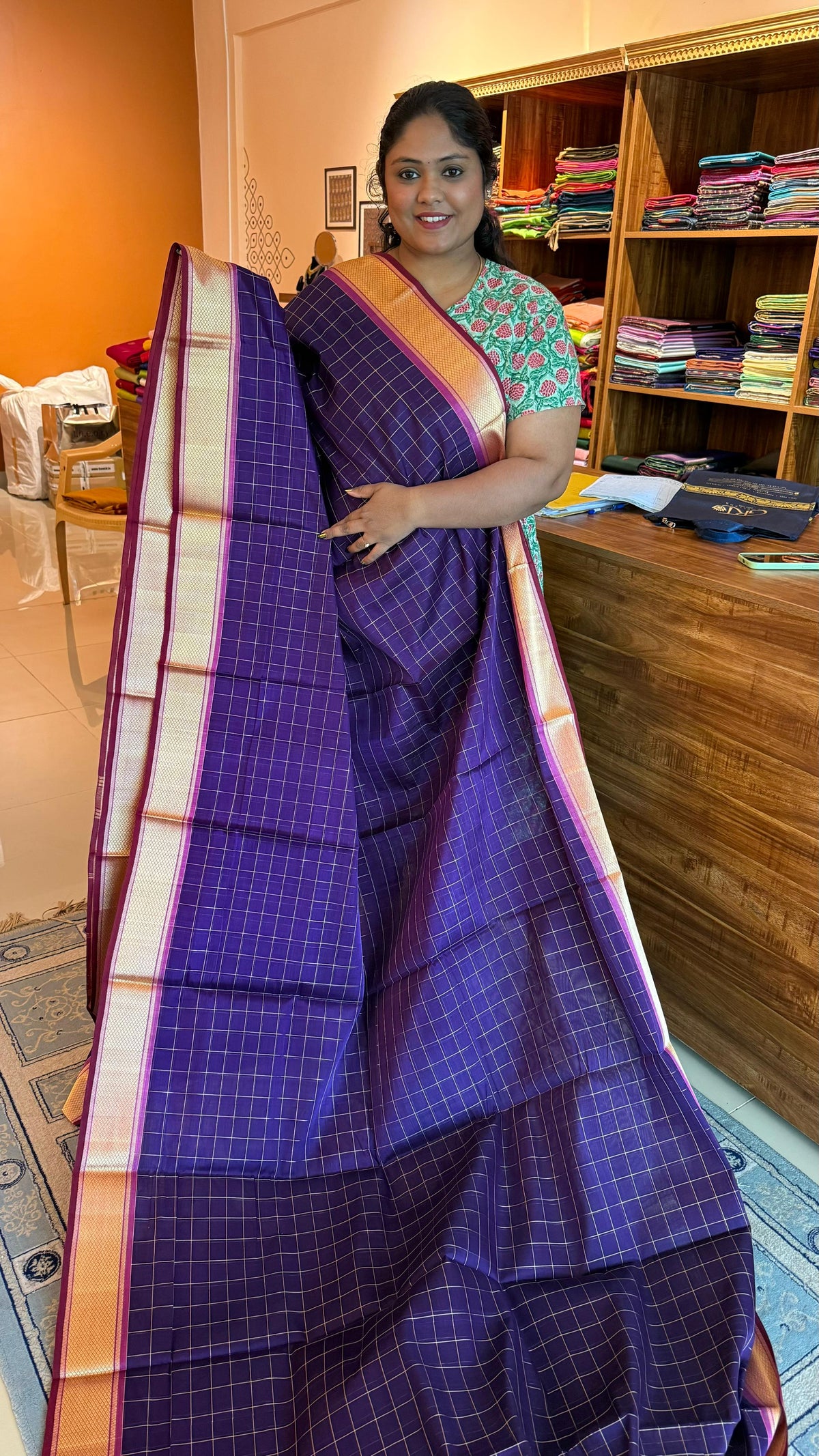 Devendra 10 yards Saree - 12-07C-09-10Y-01  (Violet)