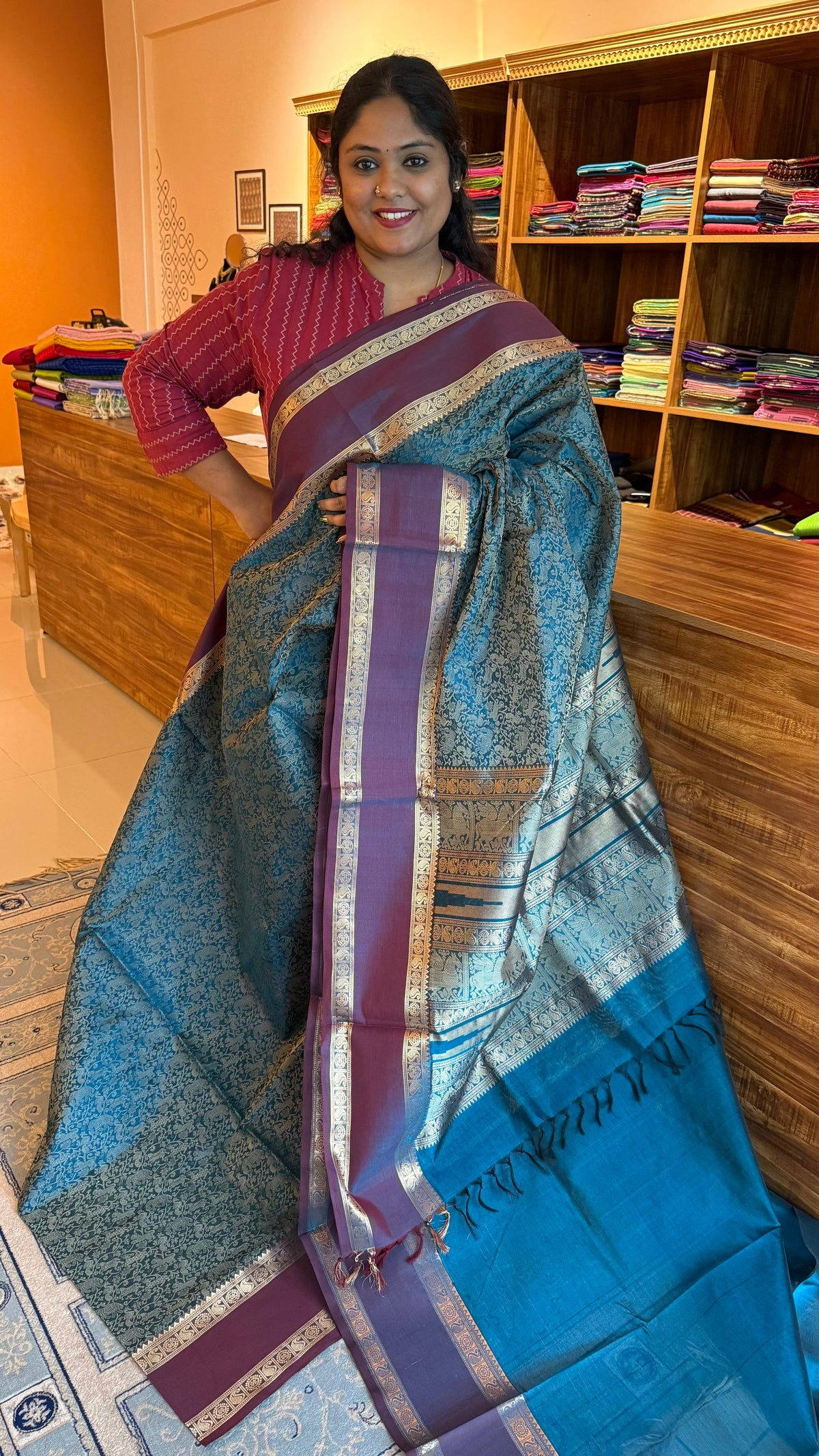 Kanchivaram silk cotton saree - 01-07C-07-02 (Green)