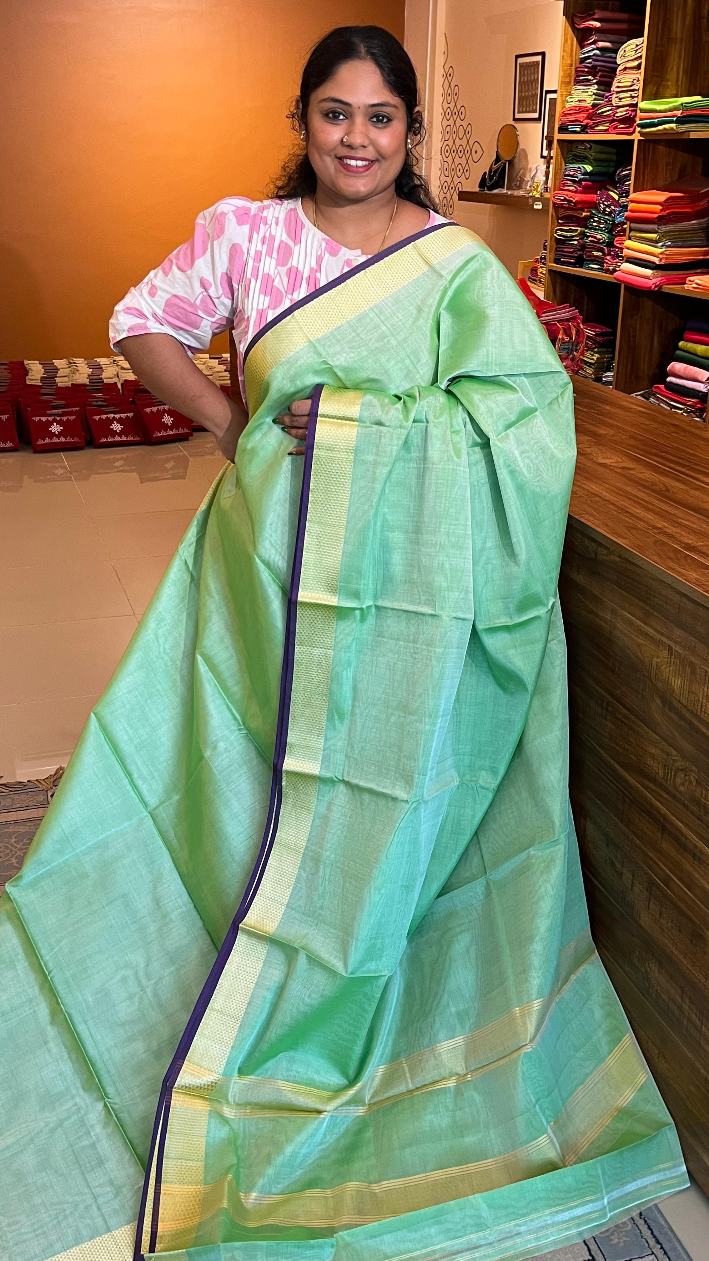 Devendra 7 Yards saree - 11-09-06-7Y-06 (Pista Green)