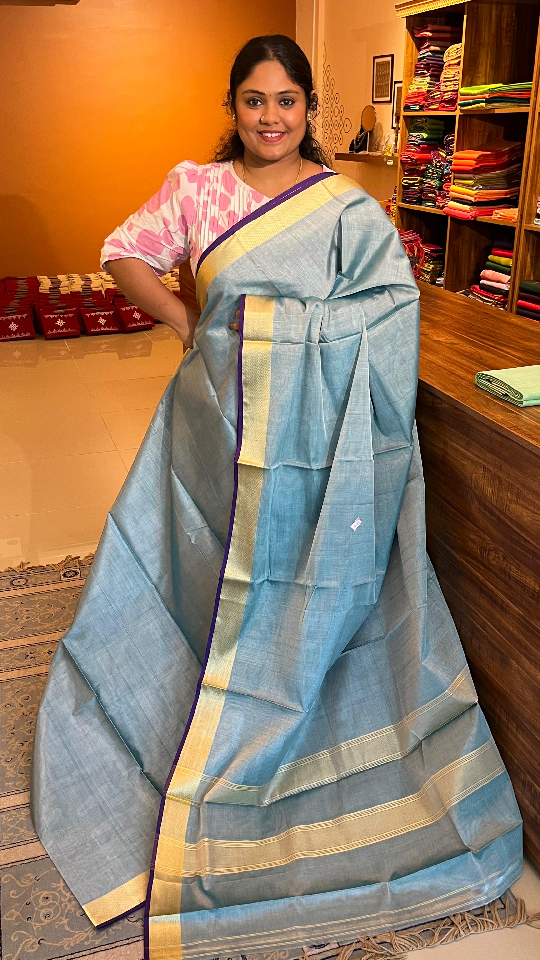 Devendra 7 Yards saree - 11-09-06-7Y-05 (Ice Blue)