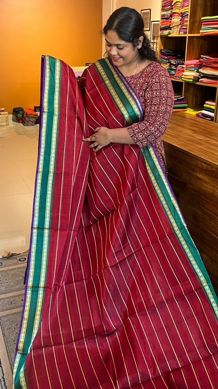 Devendra 10.5 Yards Veldhari Madisar - 12-08B-11-10.5Y-01 (Classic Red and Green)