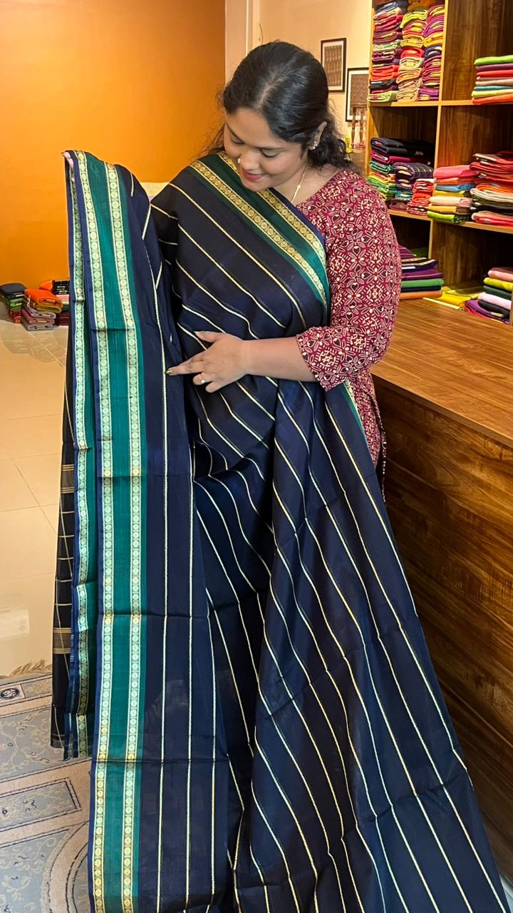 Devendra 10.5 Yards Madisar - 12-09B-15-10.5Y-03 - (Navy Blue)