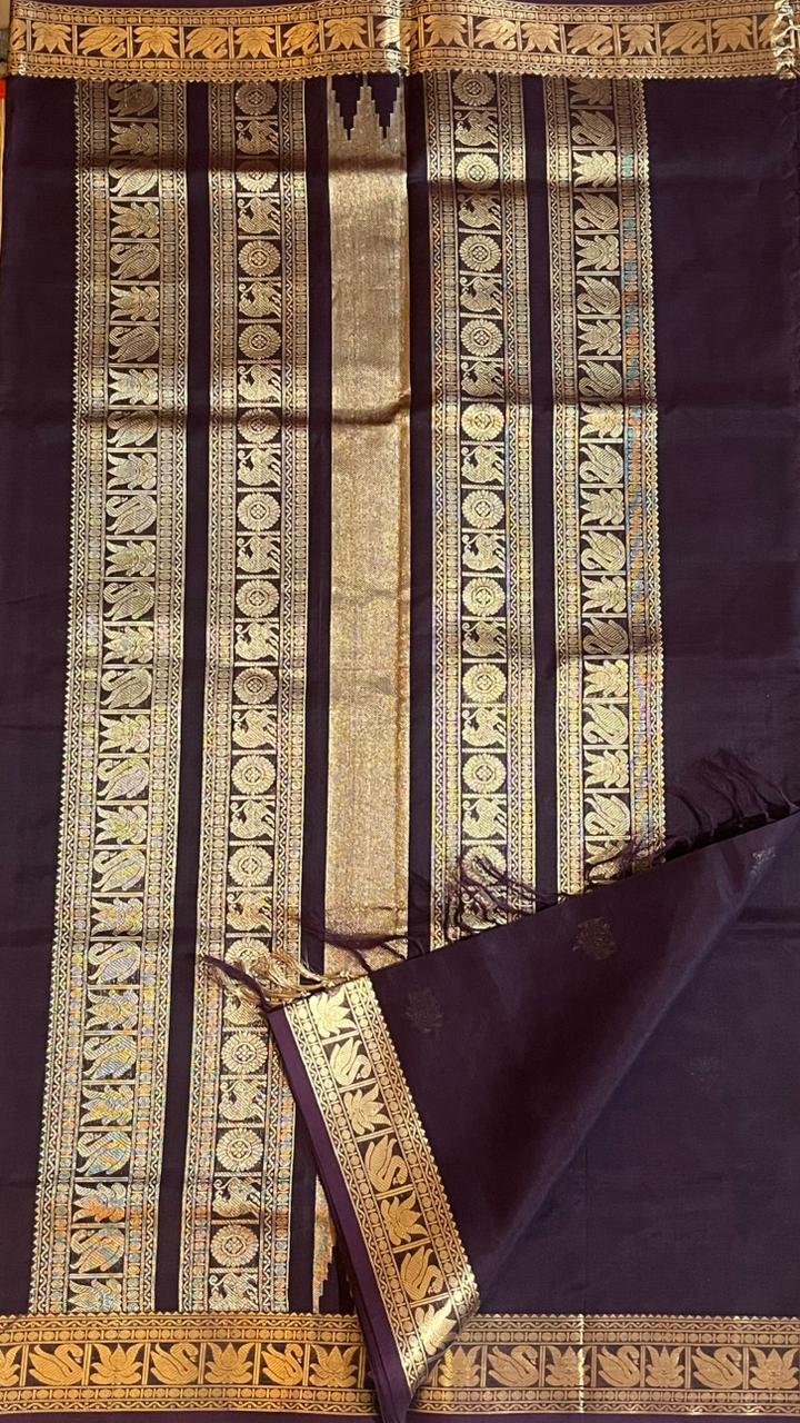 Kanchivaram silk cotton saree - 01-07C-04-15 (Paaku colour)